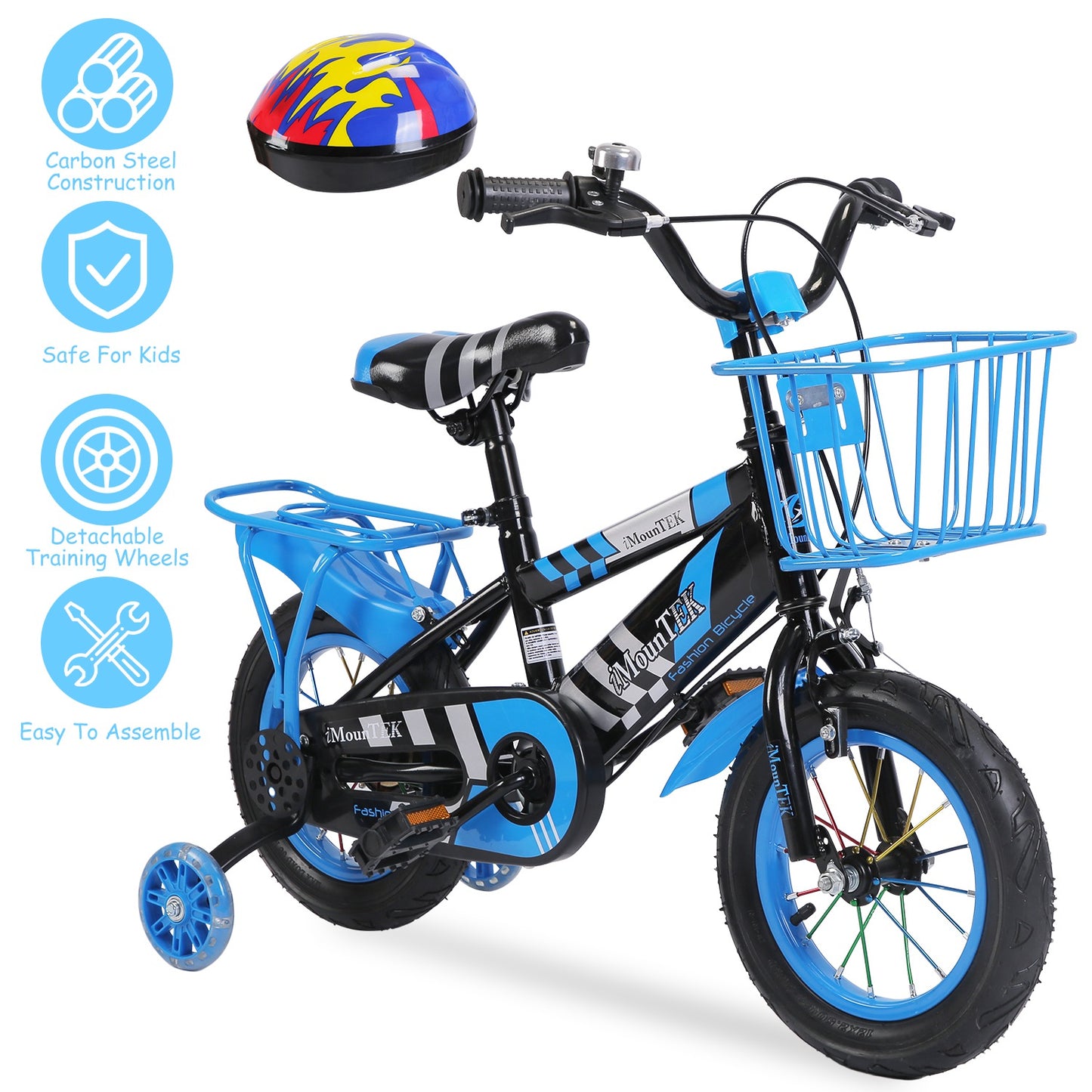 Kids' Bike with Training Wheels, Helmet & Basket Ages 2-4