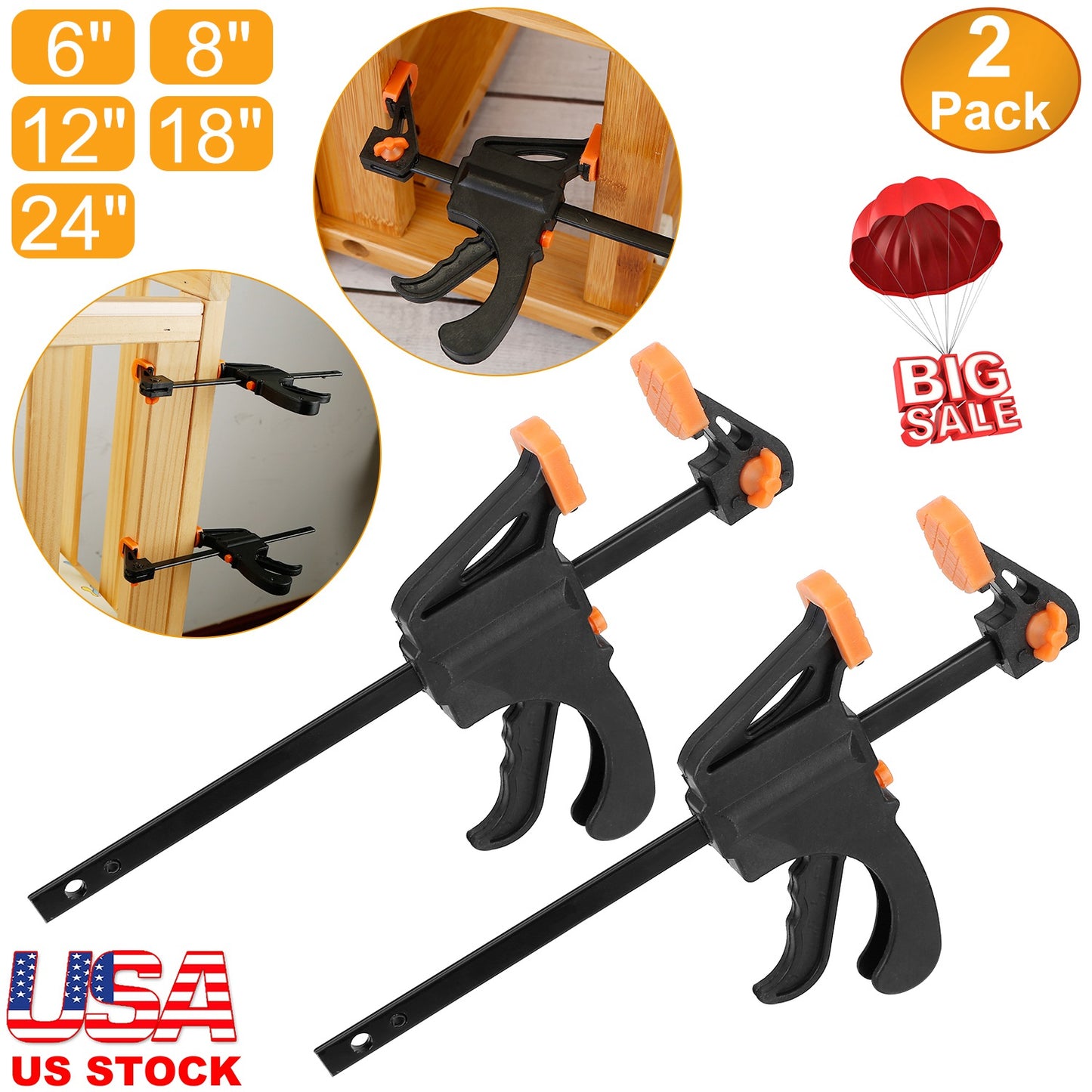 F Clamp Grip Set with Quick Release Ratchet (2-Pack)