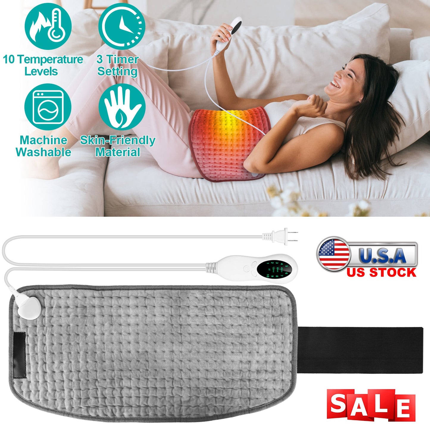 Electric Heating Pad with 10 Temperature Levels & Timer