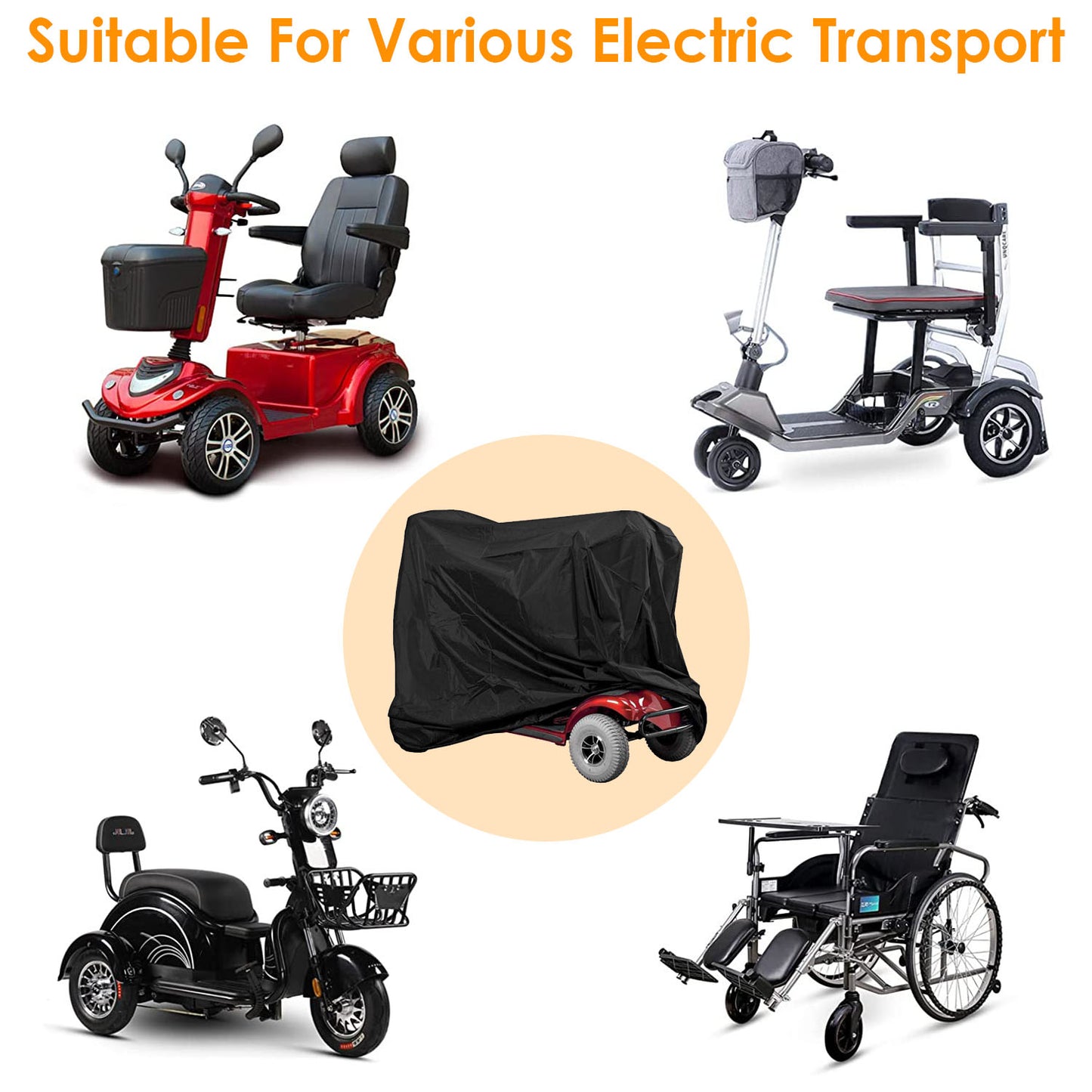 Waterproof Mobility Scooter Cover with Storage Bag 74.8"