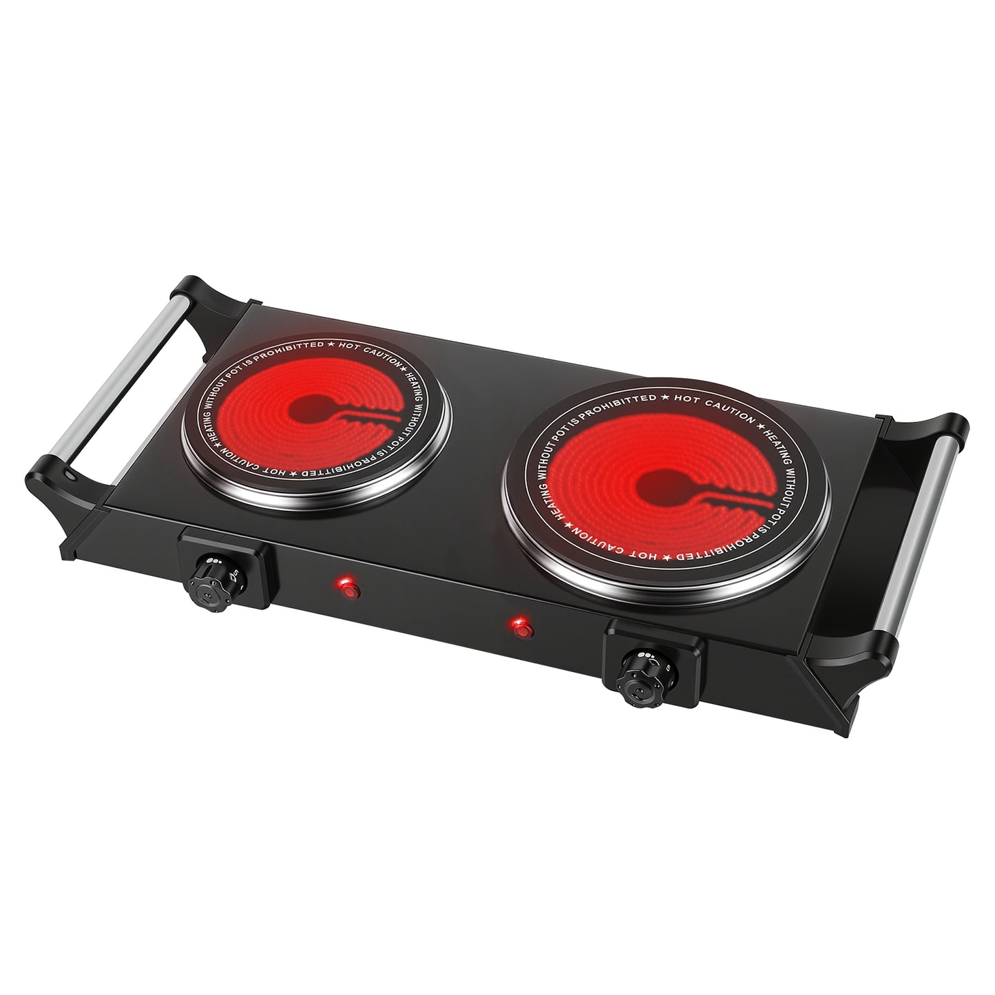 Electric Double Burner Hot Plate with Adjustable Temperature