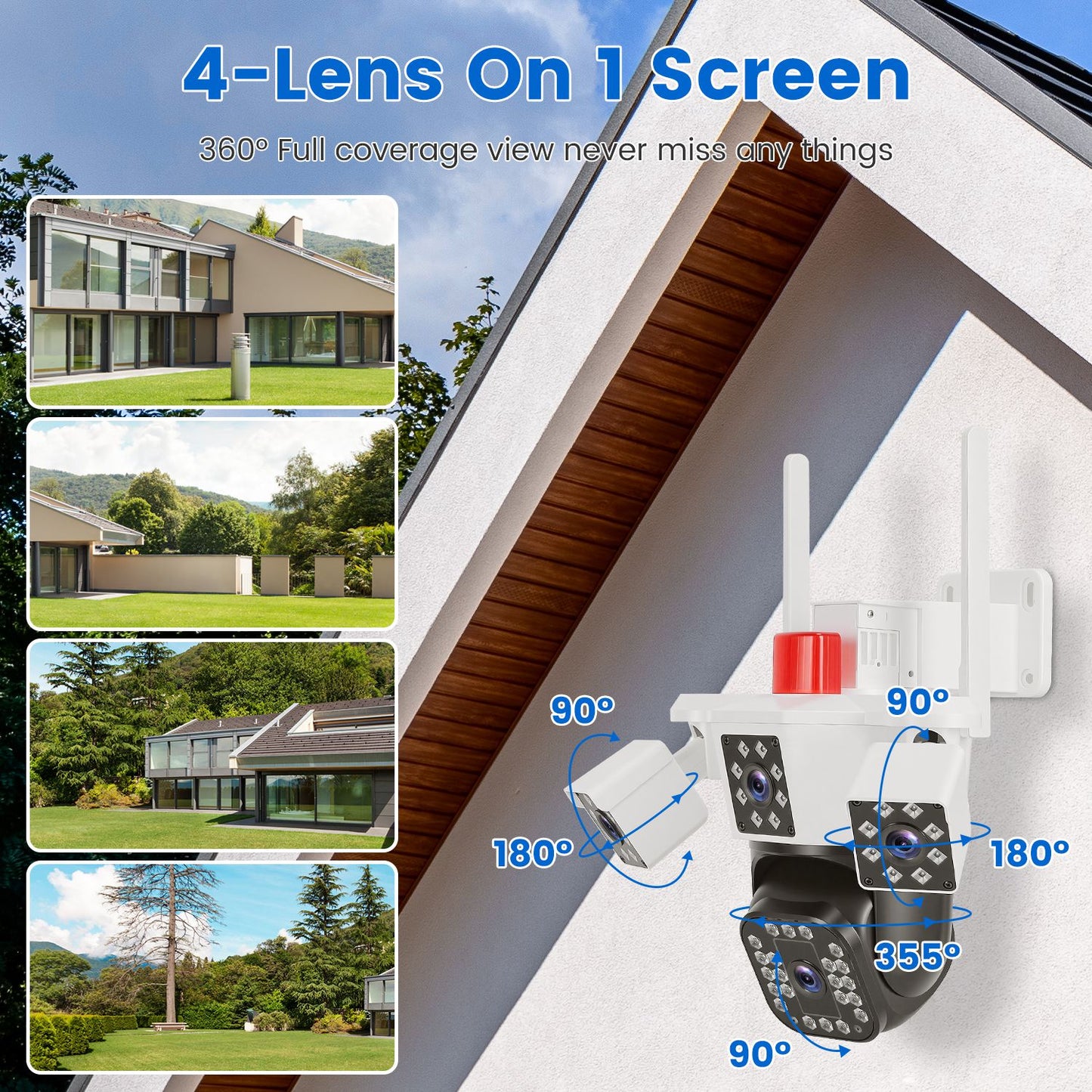 1080P 4-Lens Security Camera with 360° Pan & Tilt