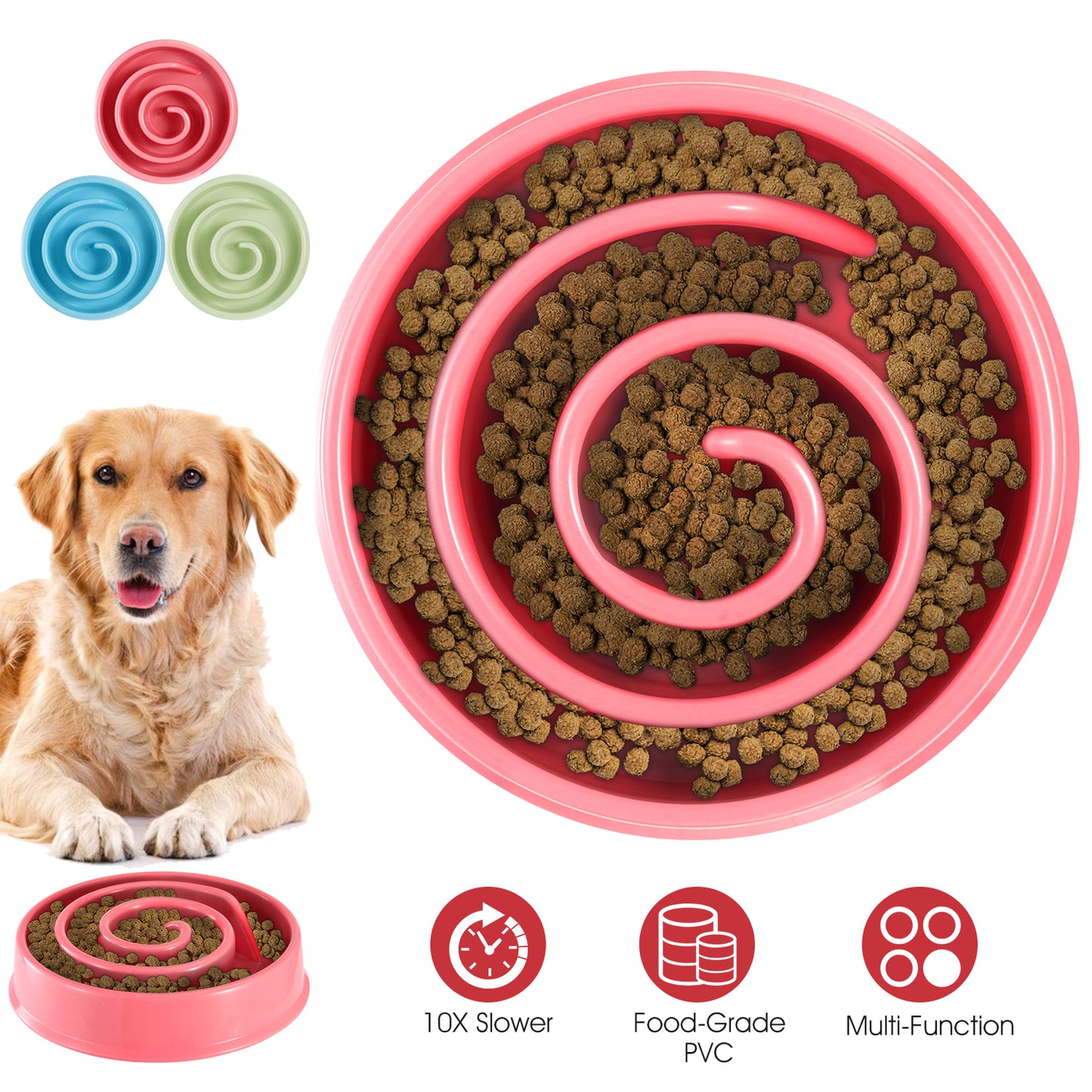 Slow Feeder Dog Bowl with Maze Design for Small & Medium Dogs