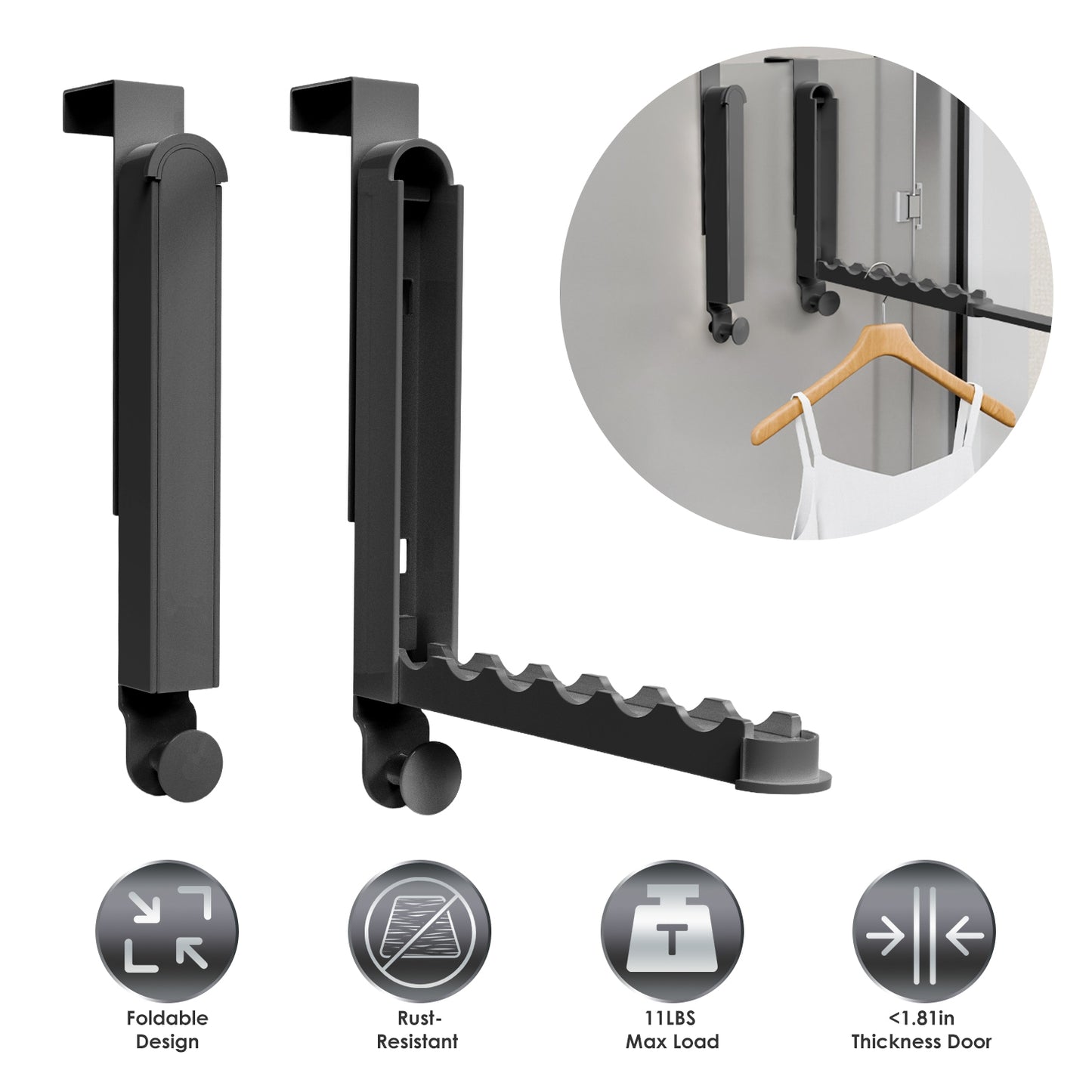 Over The Door Hanger Hooks - Foldable Drying Rack 2-Pack