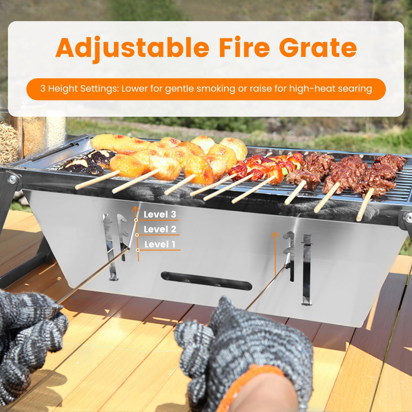 3-in-1 Foldable Charcoal Grill Fire Pit & Slow Cooker Portable