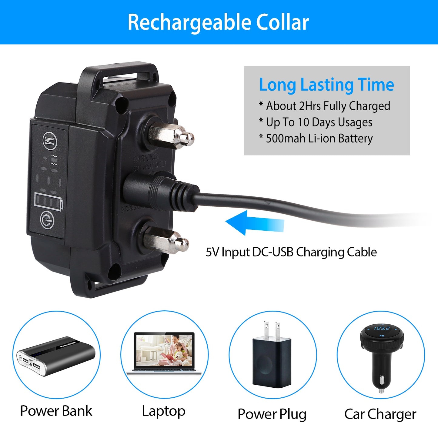 Rechargeable Dog Bark Collar with Smart Detection & 6 Levels