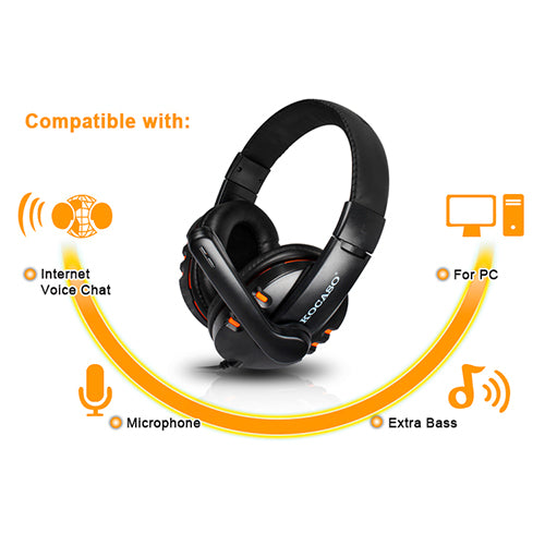 Dynamic Stereo Headphones with Adjustable Mic - Orange