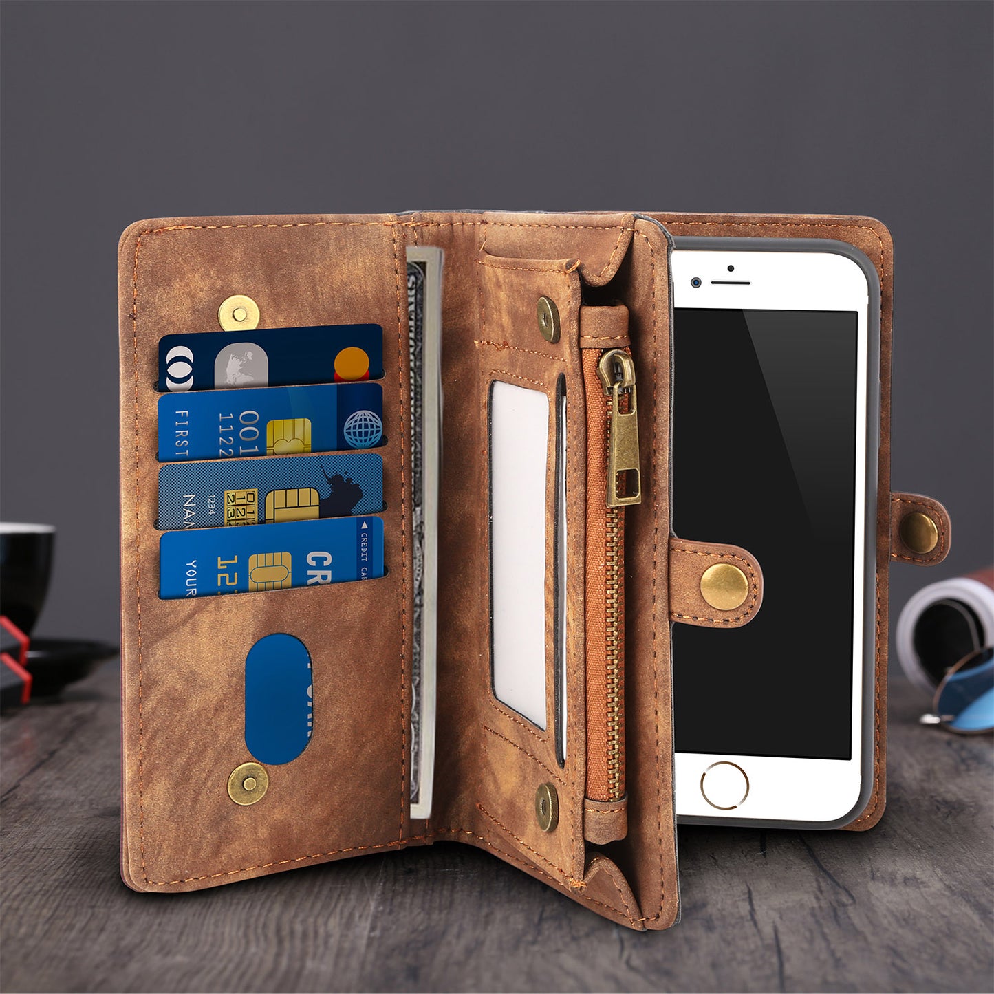 iPhone 6 Wallet Case with Detachable Magnetic Phone Holder