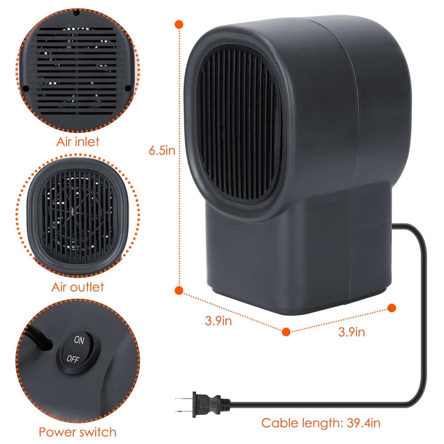400W Portable Electric Space Heater for Home & Office
