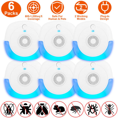 Ultrasonic Pest Repeller 6-Pack Plug-In Indoor Mouse Deterrent