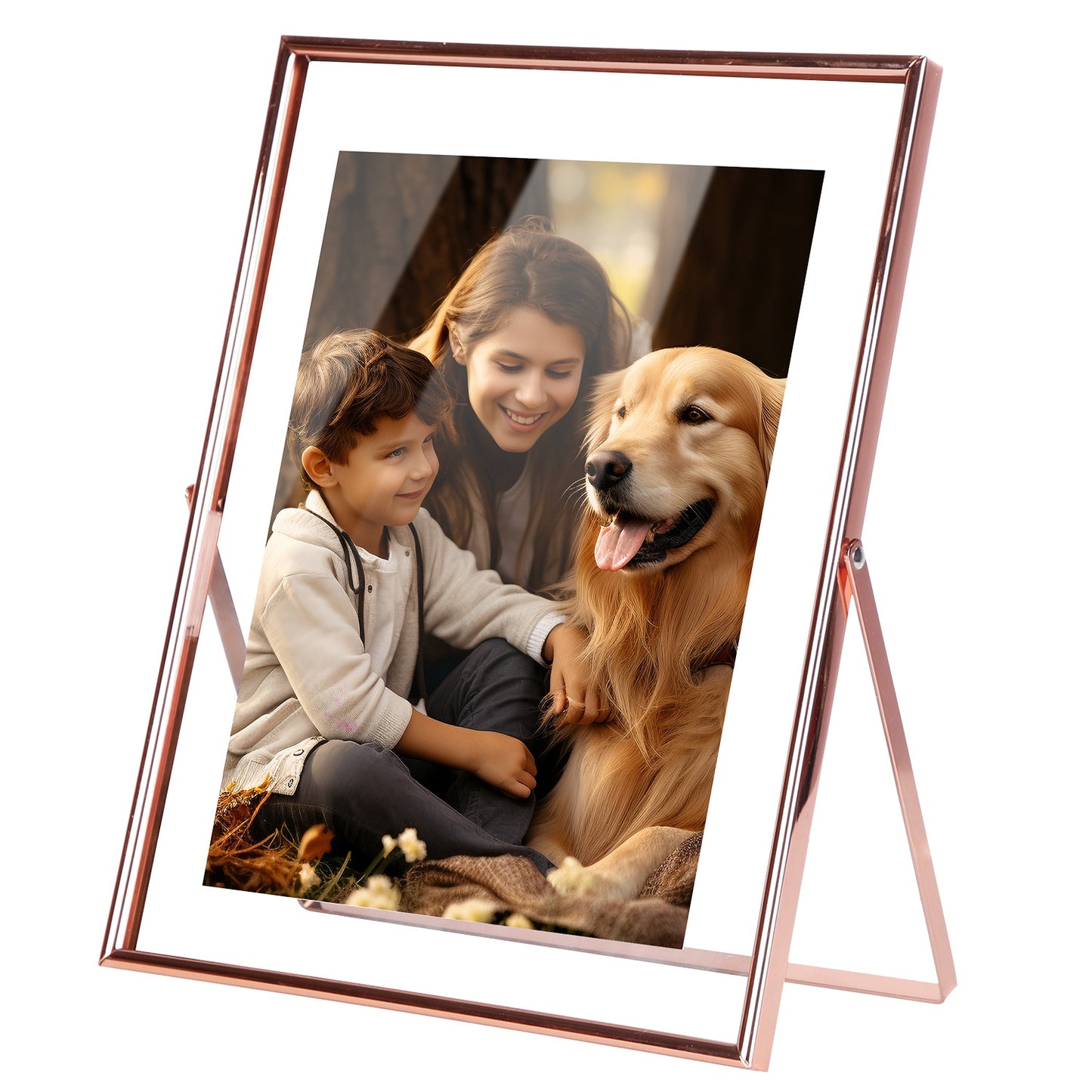 Rose Gold Metal Picture Frame Set 5x7 & 8x10 Vertical