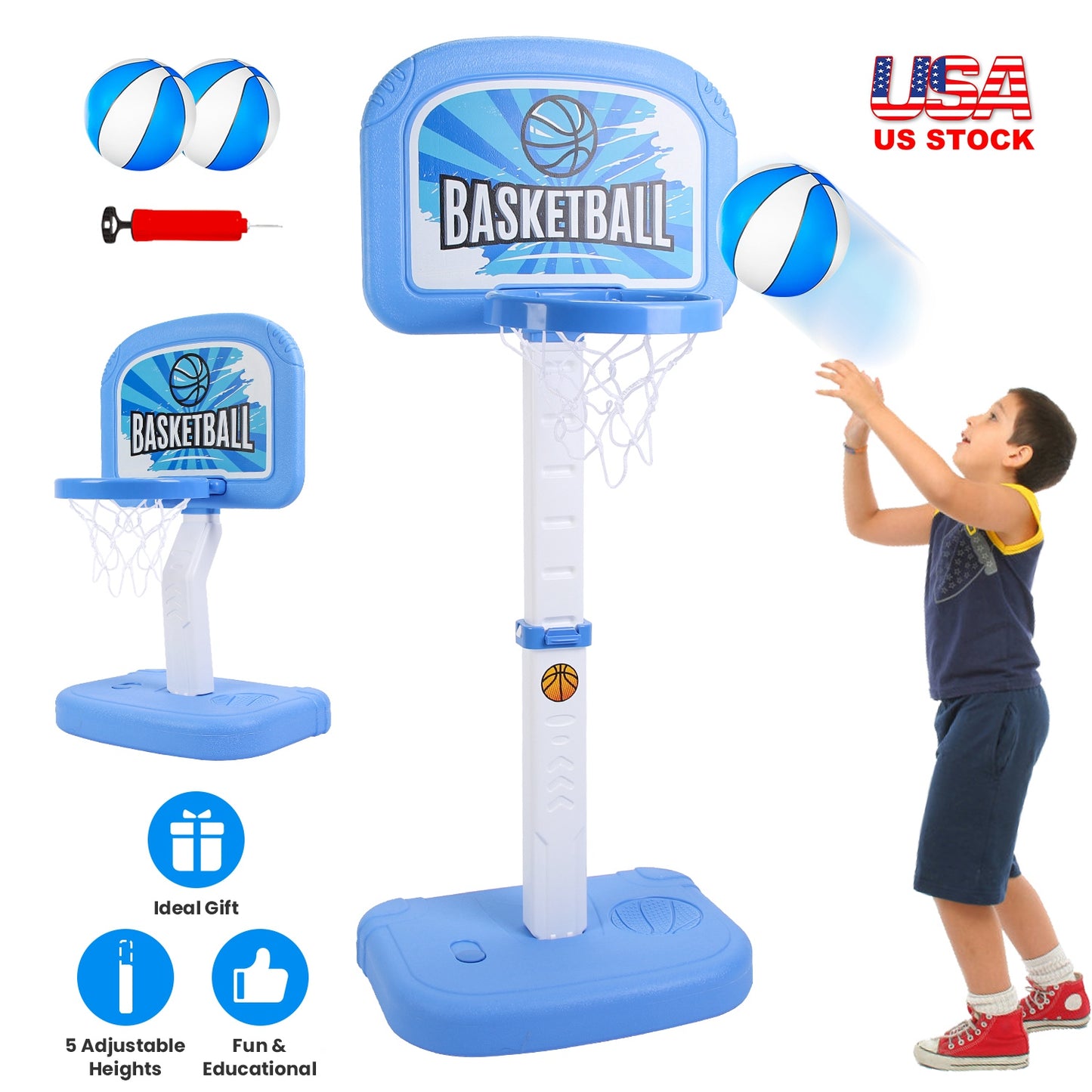Poolside Basketball Hoop Set with Adjustable Height