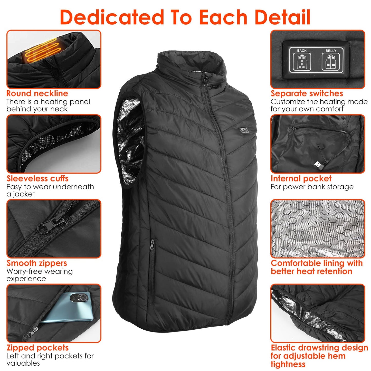 Heated Vest – USB Electric Thermal Jacket for Men & Women