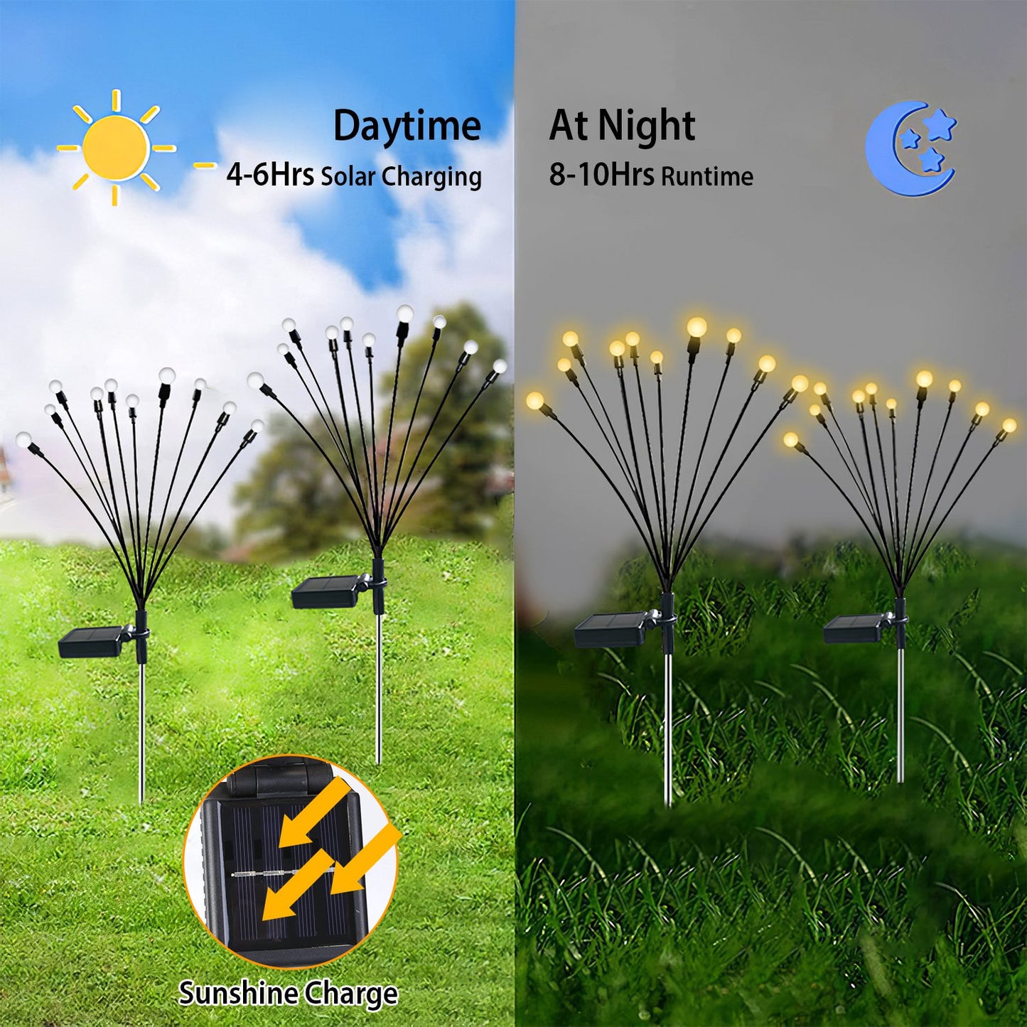 Solar Firefly Swaying Garden Lights - Waterproof LED Pathway