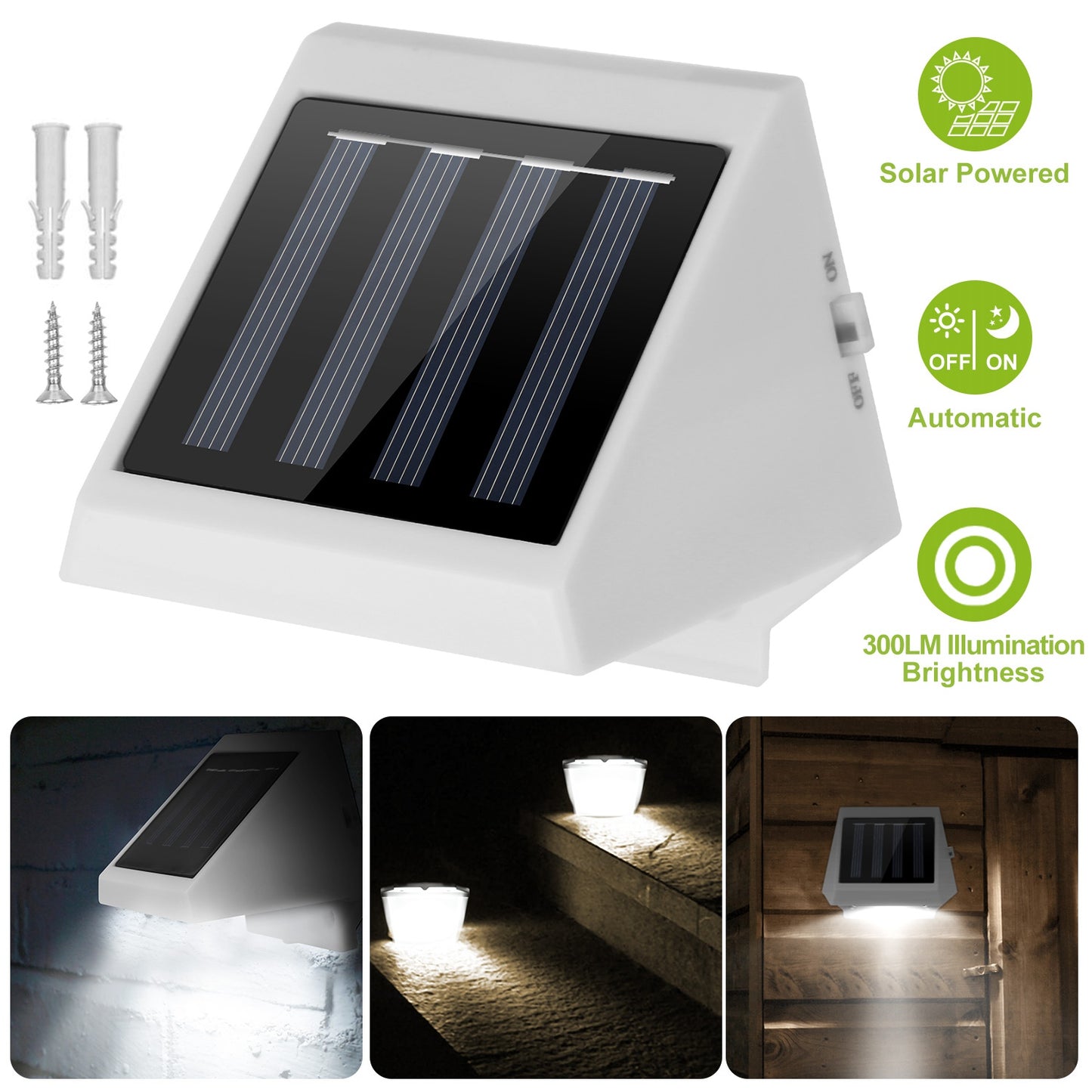 Solar Powered Stair Light with Auto Dusk-to-Dawn Sensor