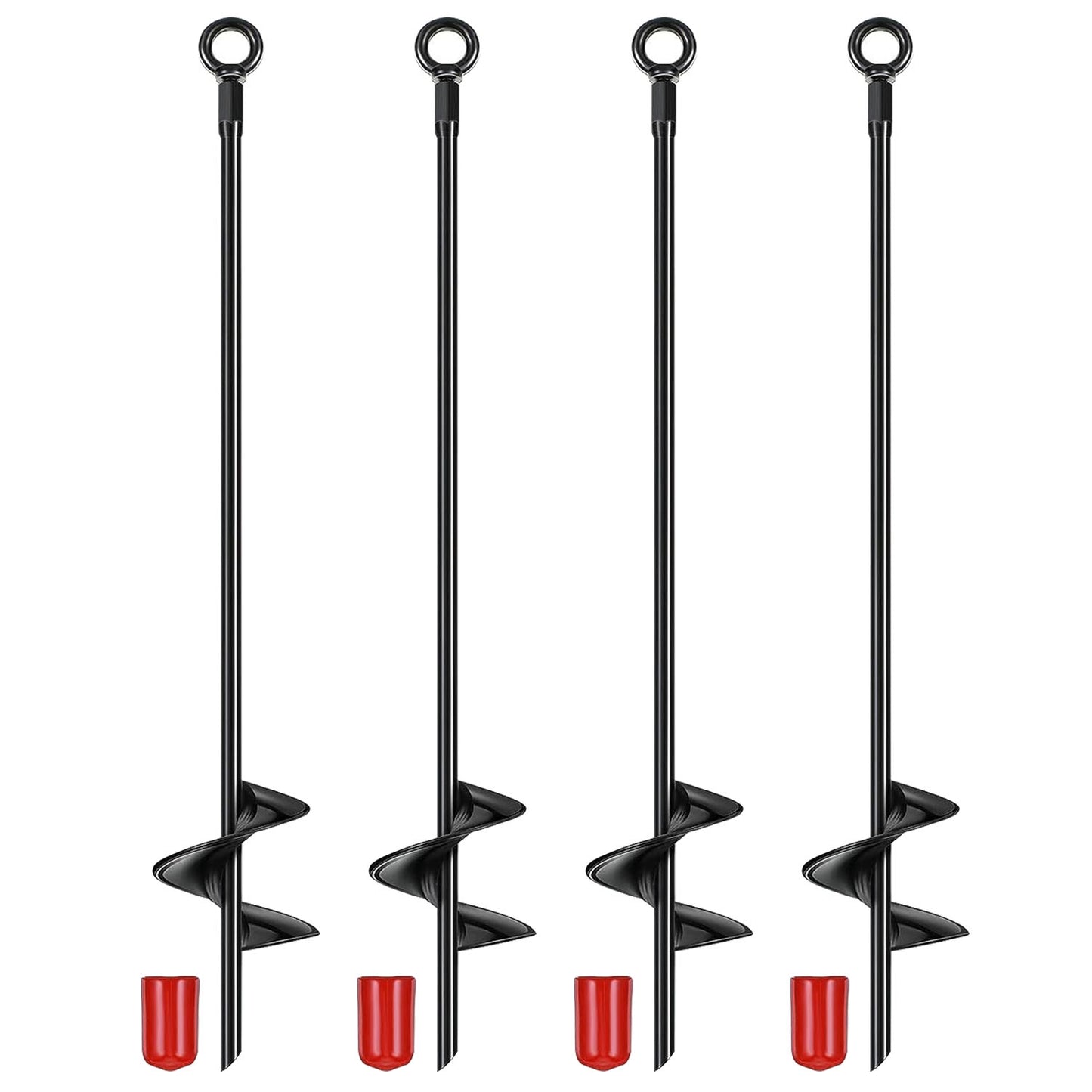 Ground Auger Stakes 4-Pack Heavy Duty 18" Steel Drill Bits