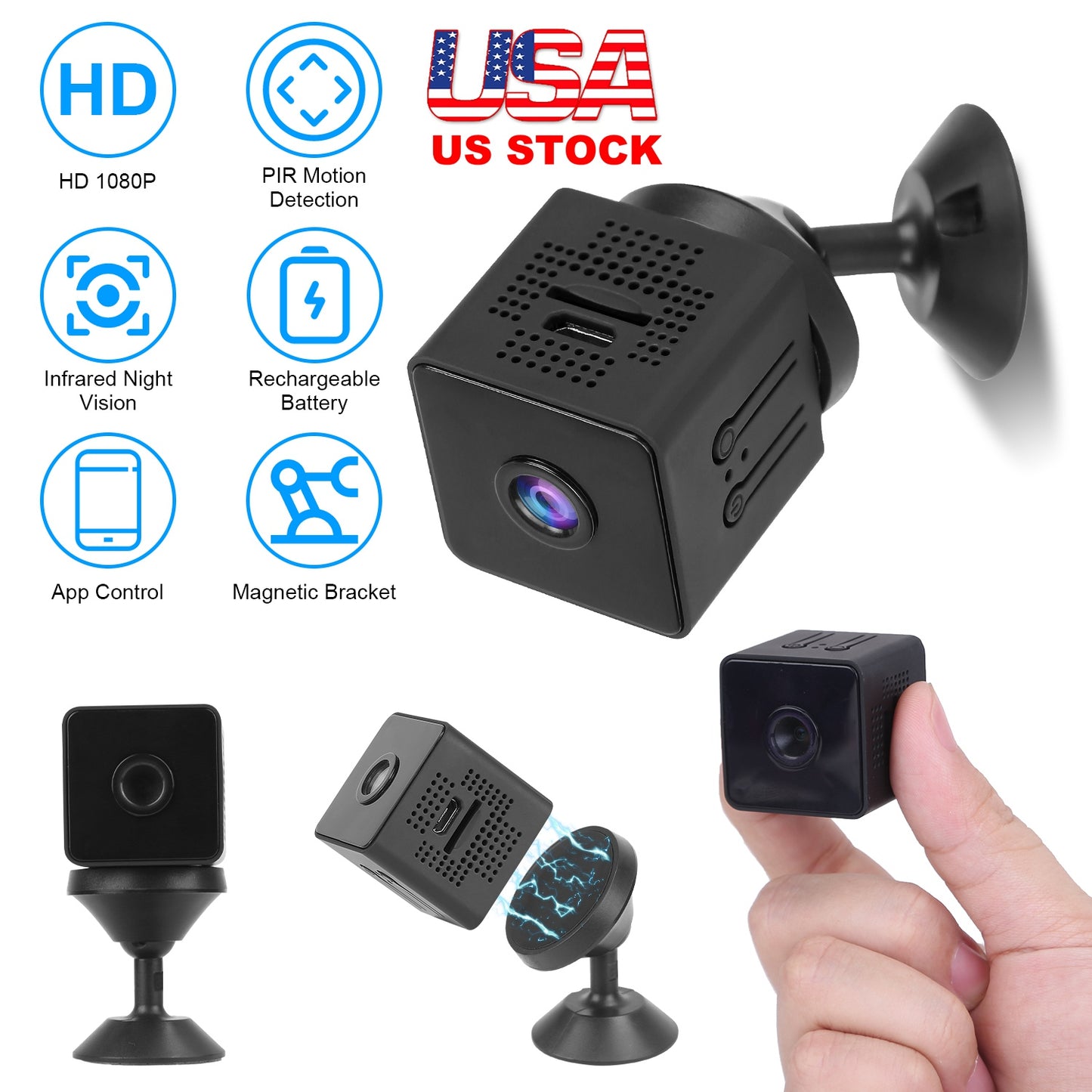 1080P WiFi Mini Security Camera with Night Vision & Motion Detection