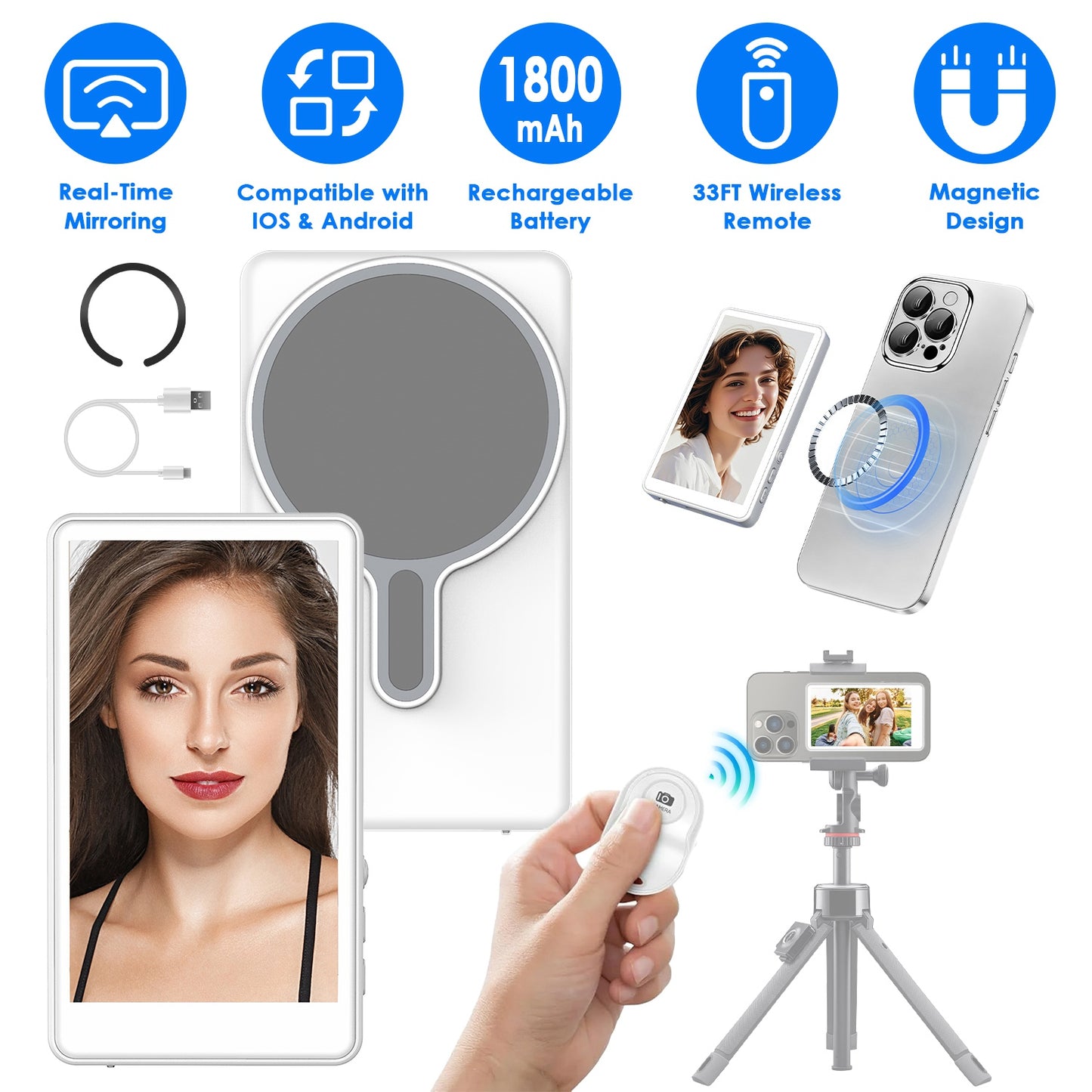 Wireless Selfie Monitor Screen with Remote for Vlogging