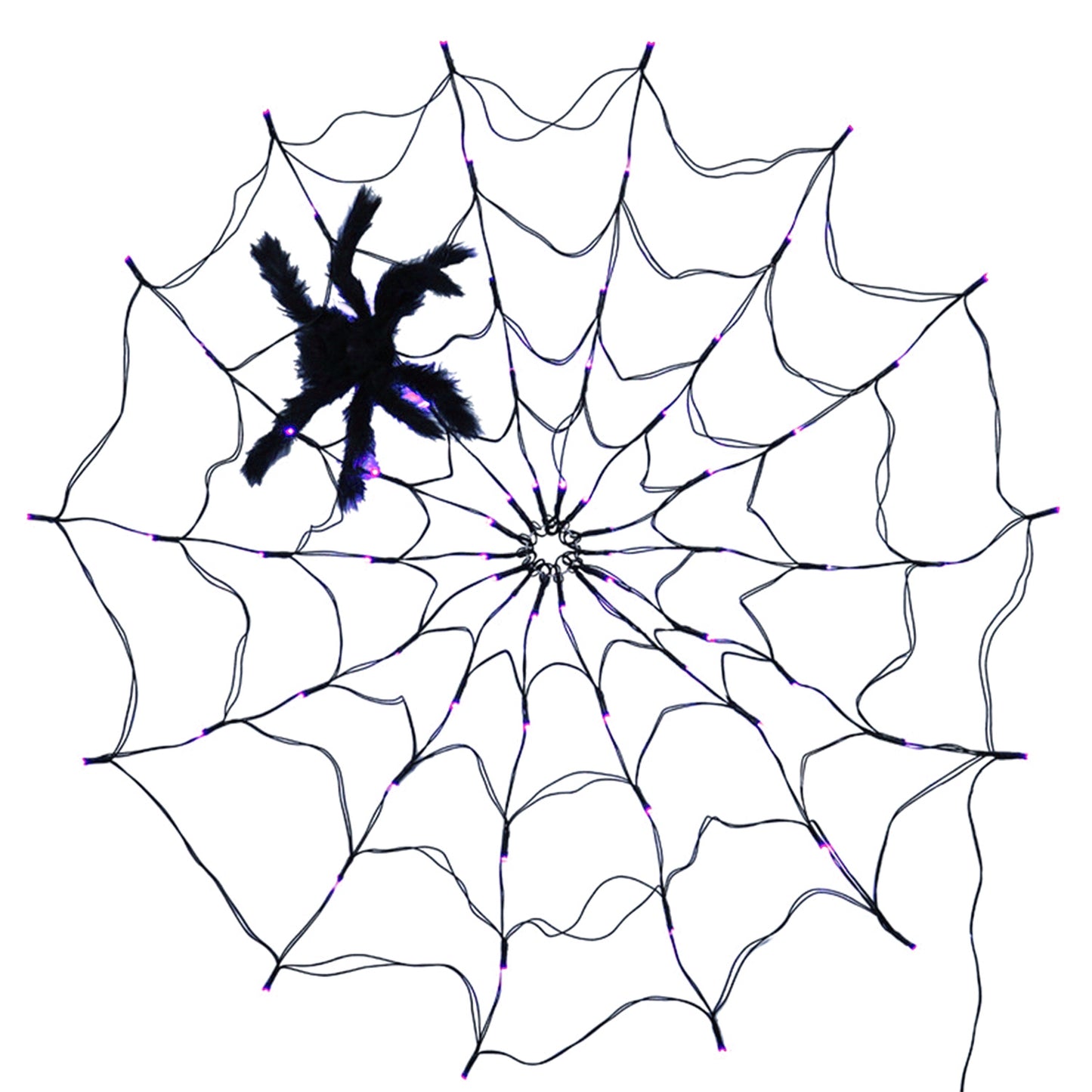 Spider Web Light with Hairy Spider - 70 LED Halloween Decoration
