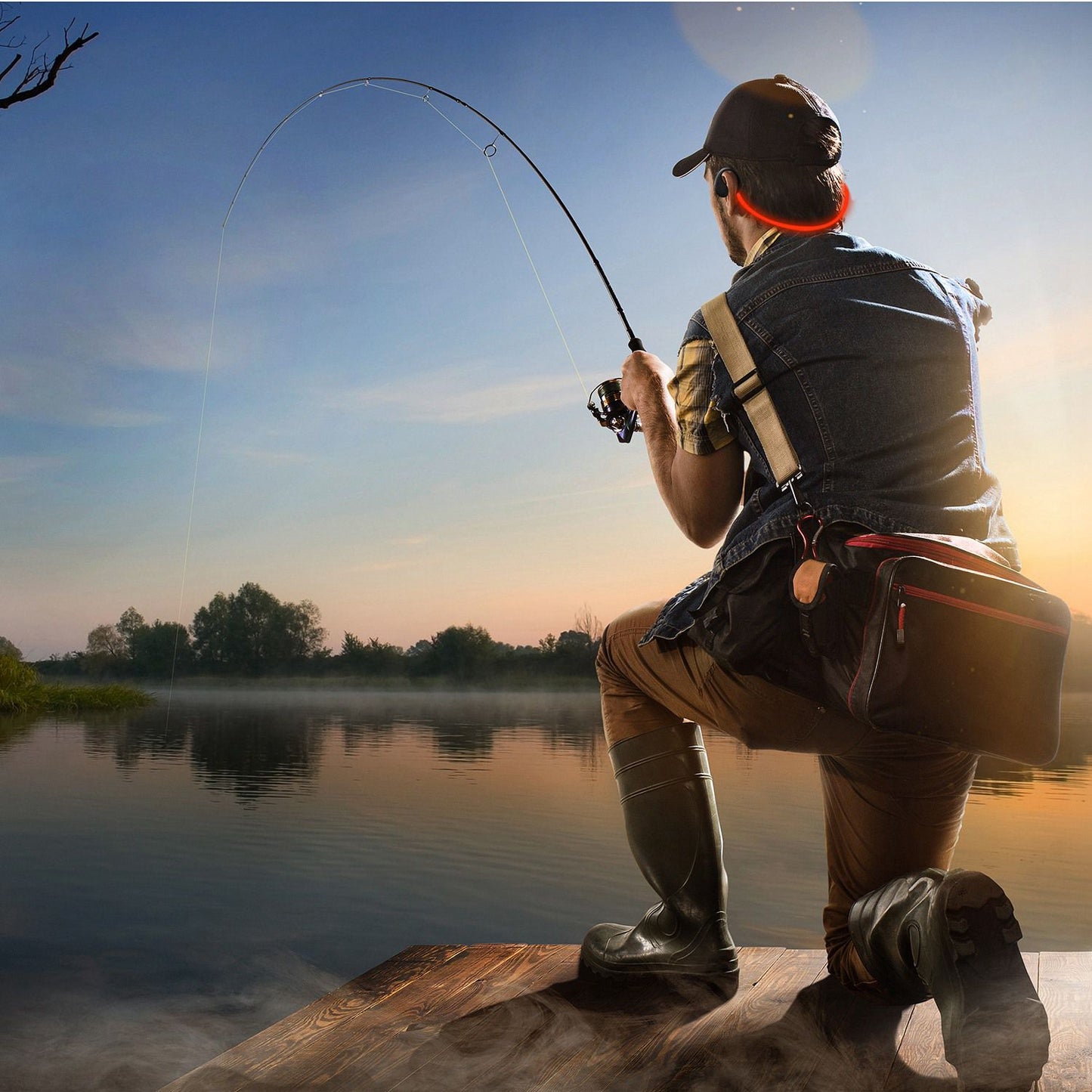 Wireless Sports Neckband Earphones with LED Light & Mic