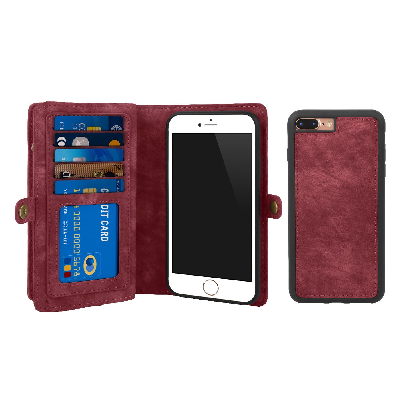 iPhone 7 Plus Wallet Case with Detachable Magnetic Cover