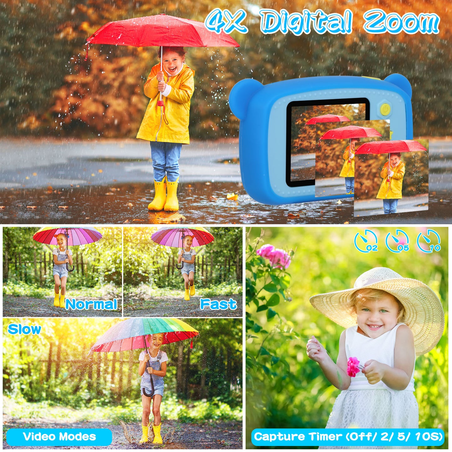 Kids Digital Camera with 2.0" Screen and 32GB Card