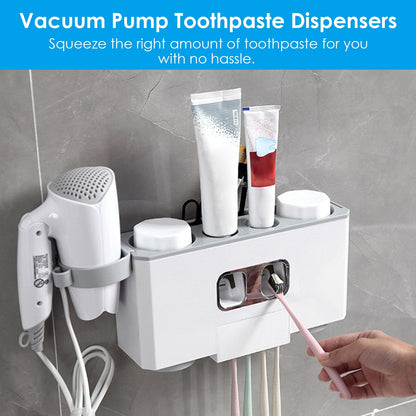 Wall Mount Toothbrush Holder with Automatic Toothpaste Dispenser
