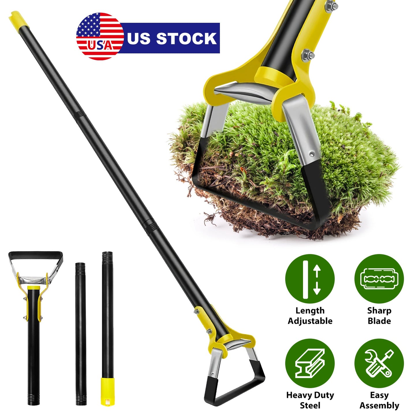 Adjustable Stirrup Hoe 46" Push-Pull Garden Weeder Tool