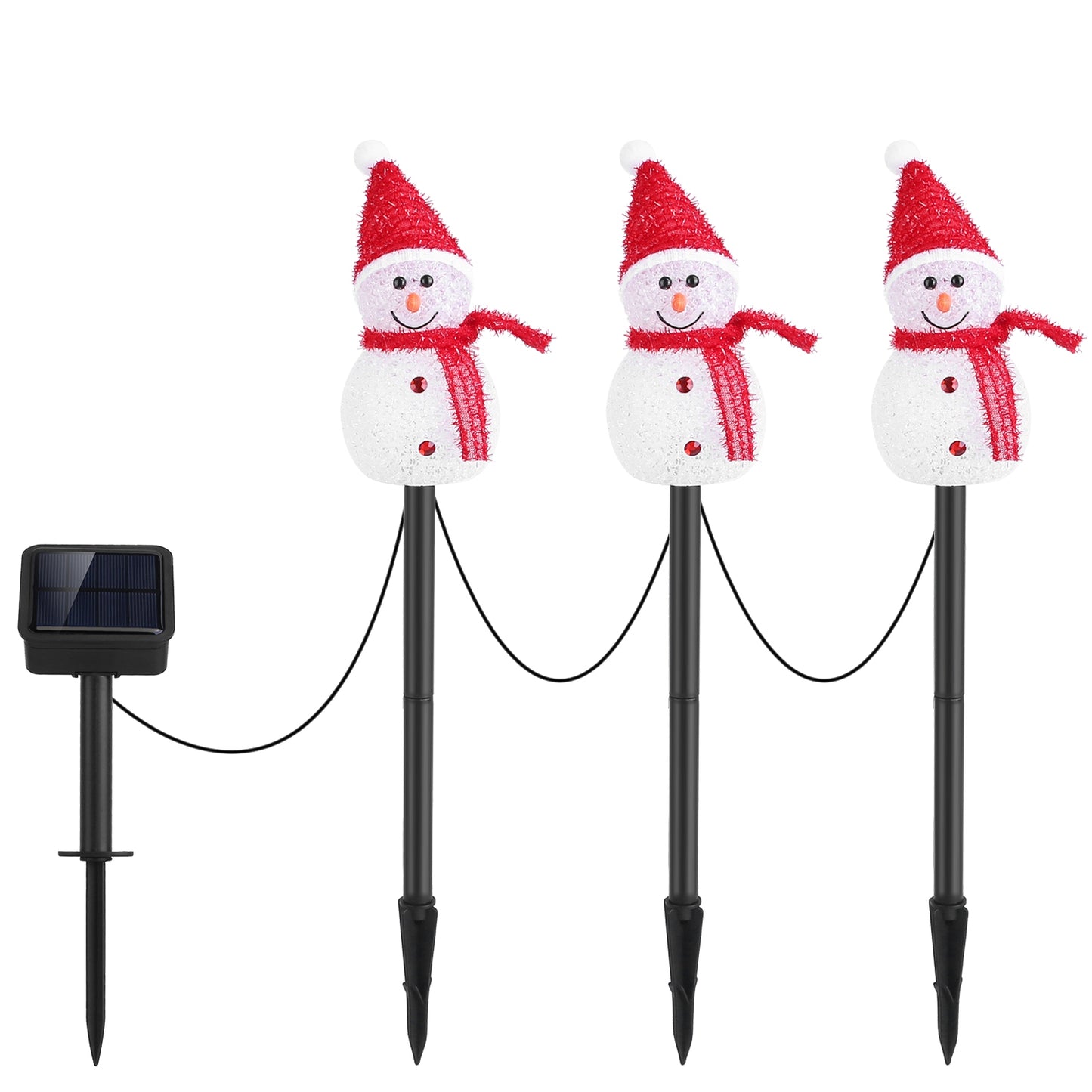 Solar Snowman Stake Light Set - 3 Piece Christmas Decoration