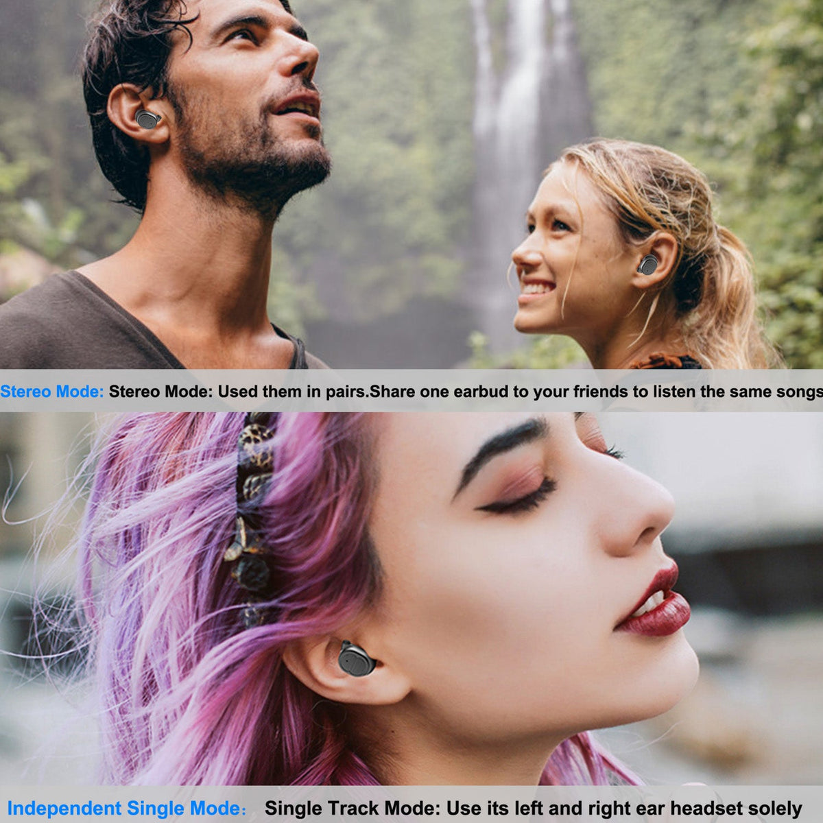 TWS Wireless 5.0 Earbuds IPX4 Touch In-Ear Stereo Earphone Noise Canceling Earpieces 32.8 ft Transmission Range w/Mic 500mAh Magnetic Charging Dock