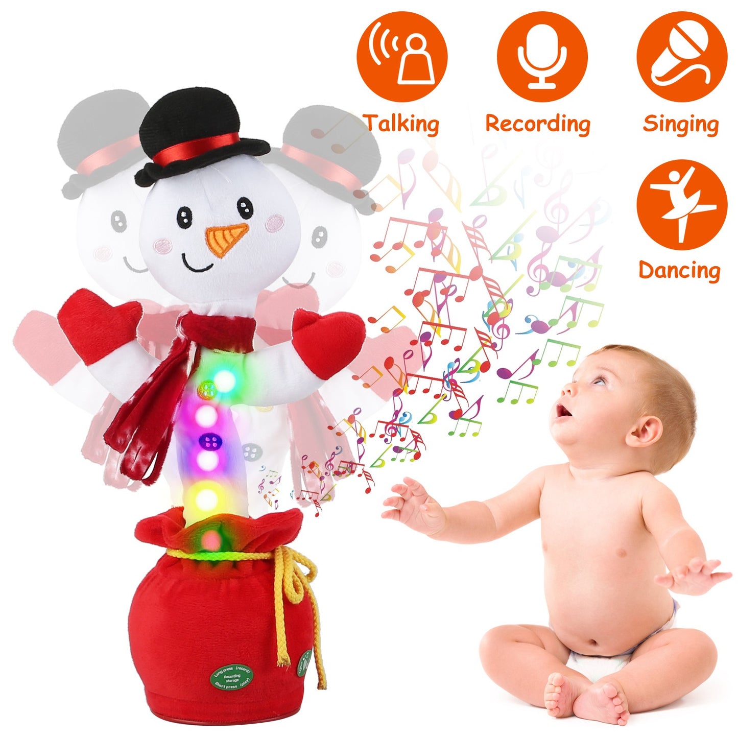 Dancing Christmas Plush Toy with Music, Lights & Recording