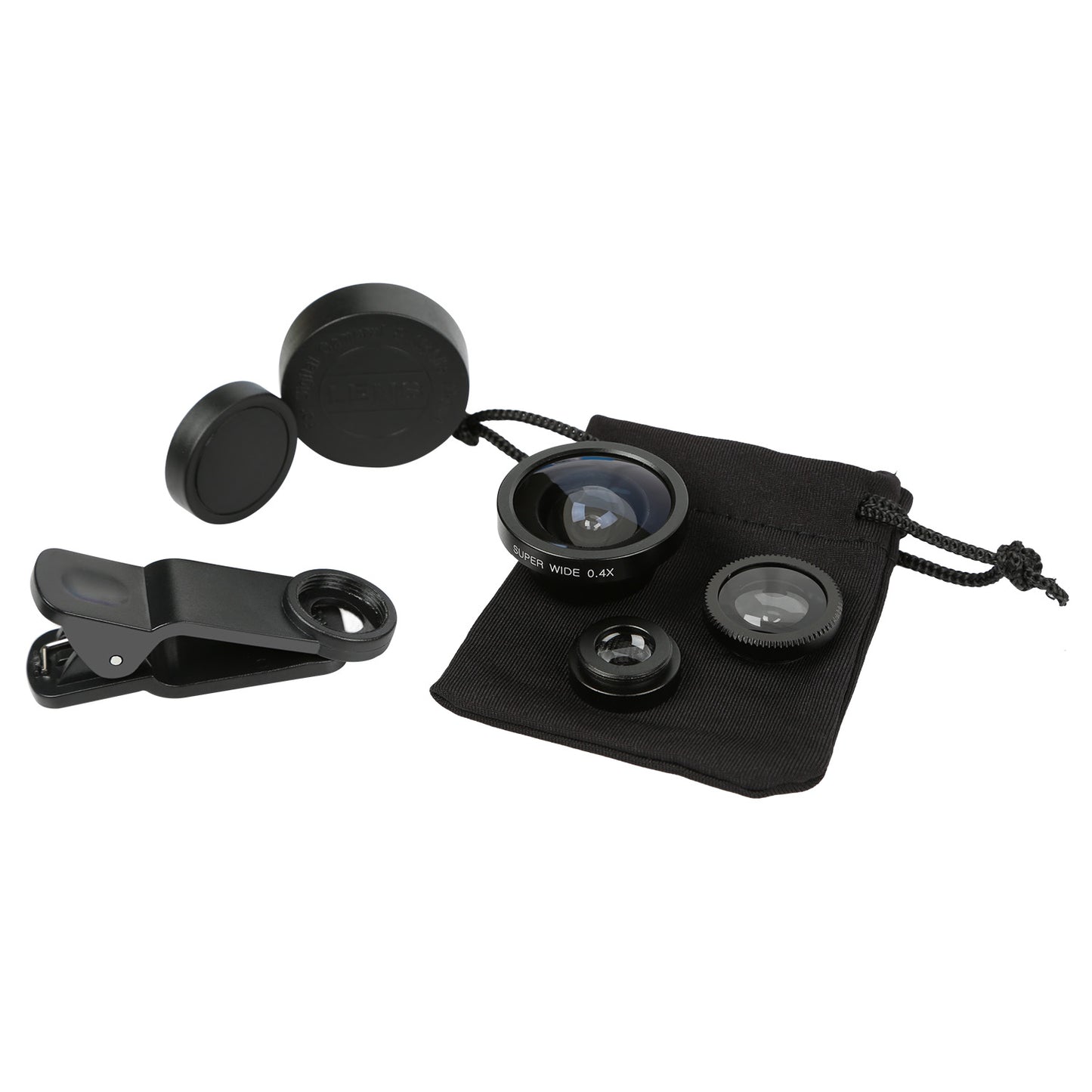 3-in-1 Clip-On Phone Camera Lens Kit with Fisheye, Wide & Macro