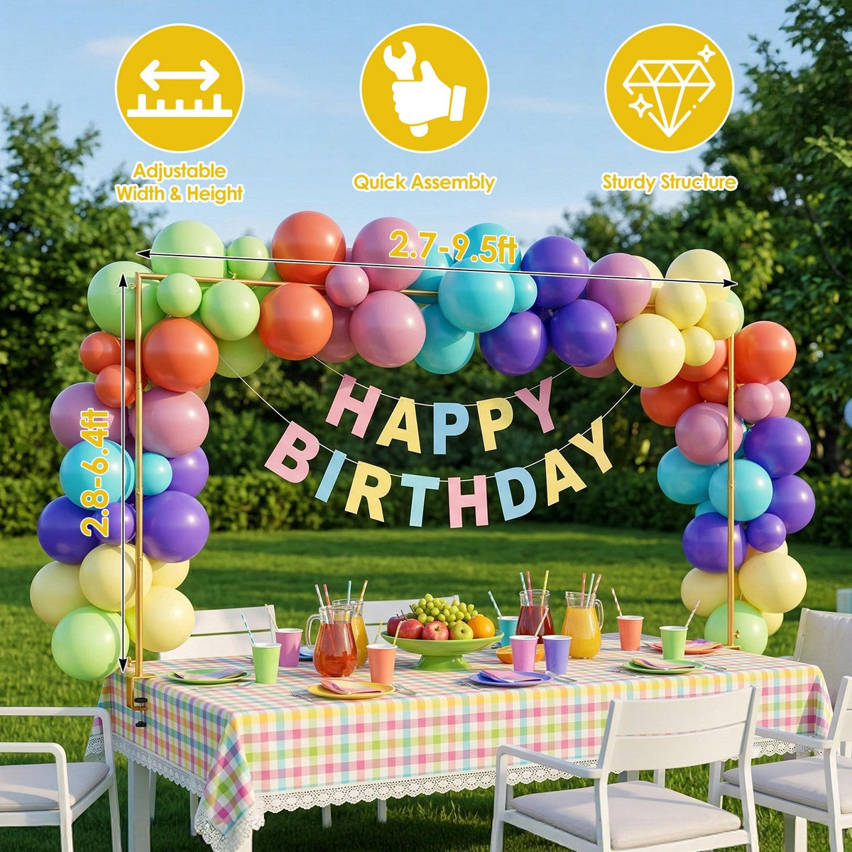 Adjustable Table Arch Stand for Balloon & Floral Decorations