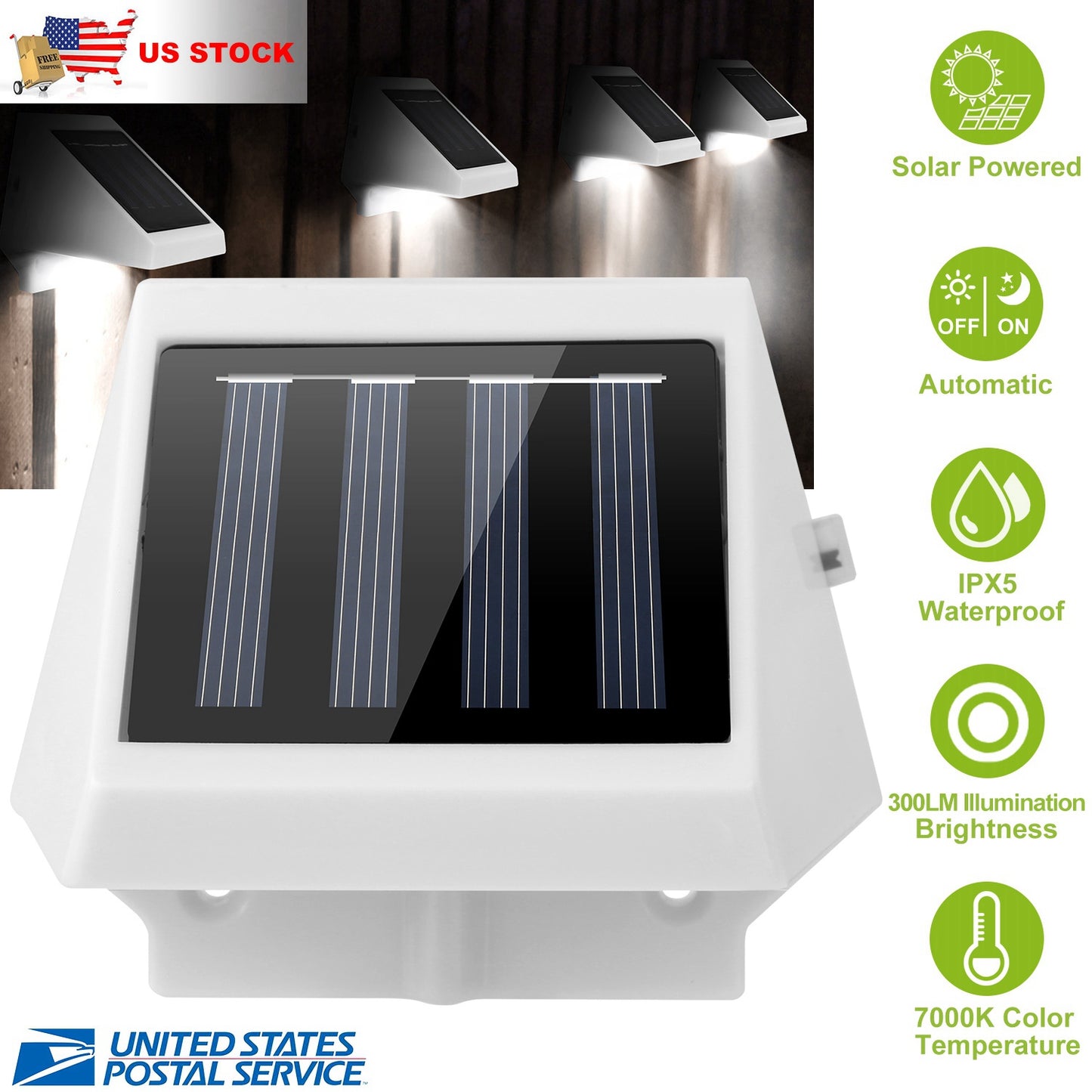 Solar Powered Stair Light with Auto Dusk-to-Dawn Sensor