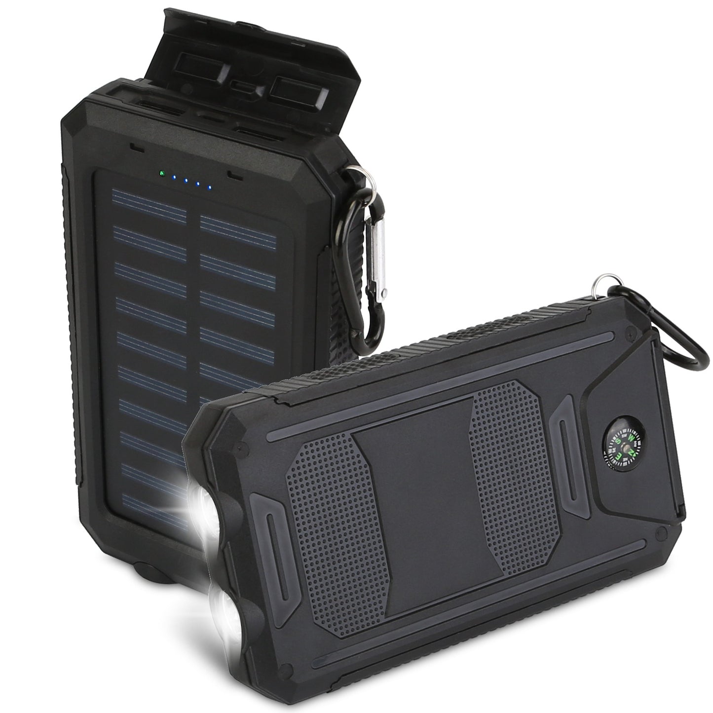 10000mAh Solar Power Bank with Dual USB Ports and LED Flashlight