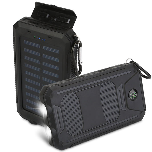 10000mAh Solar Power Bank with Dual USB Ports and LED Flashlight