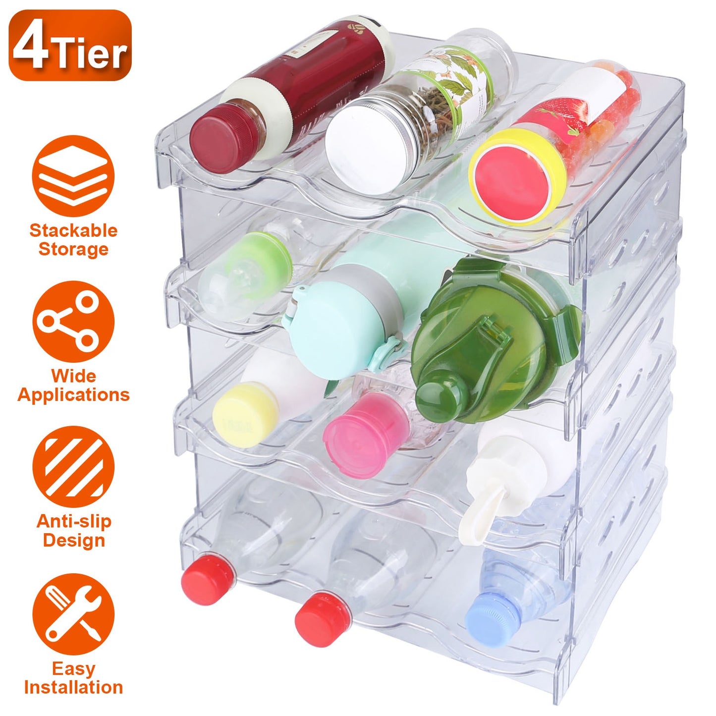 4-Tier Stackable Bottle Organizer for 12 Bottles