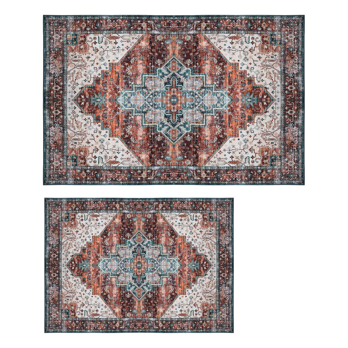 Vintage Area Rug 6x9 FT Non-Slip Washable Soft Faux Cashmere