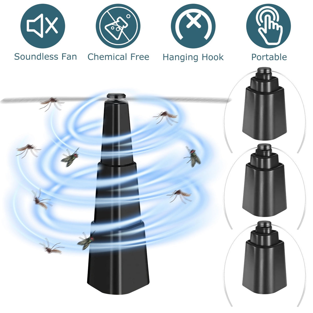 4Pcs Fly Repellent Fan Table Top Battery Powered Bug Deterrent Fan Hanging Food Fans for Party BBQ Picnic Camping