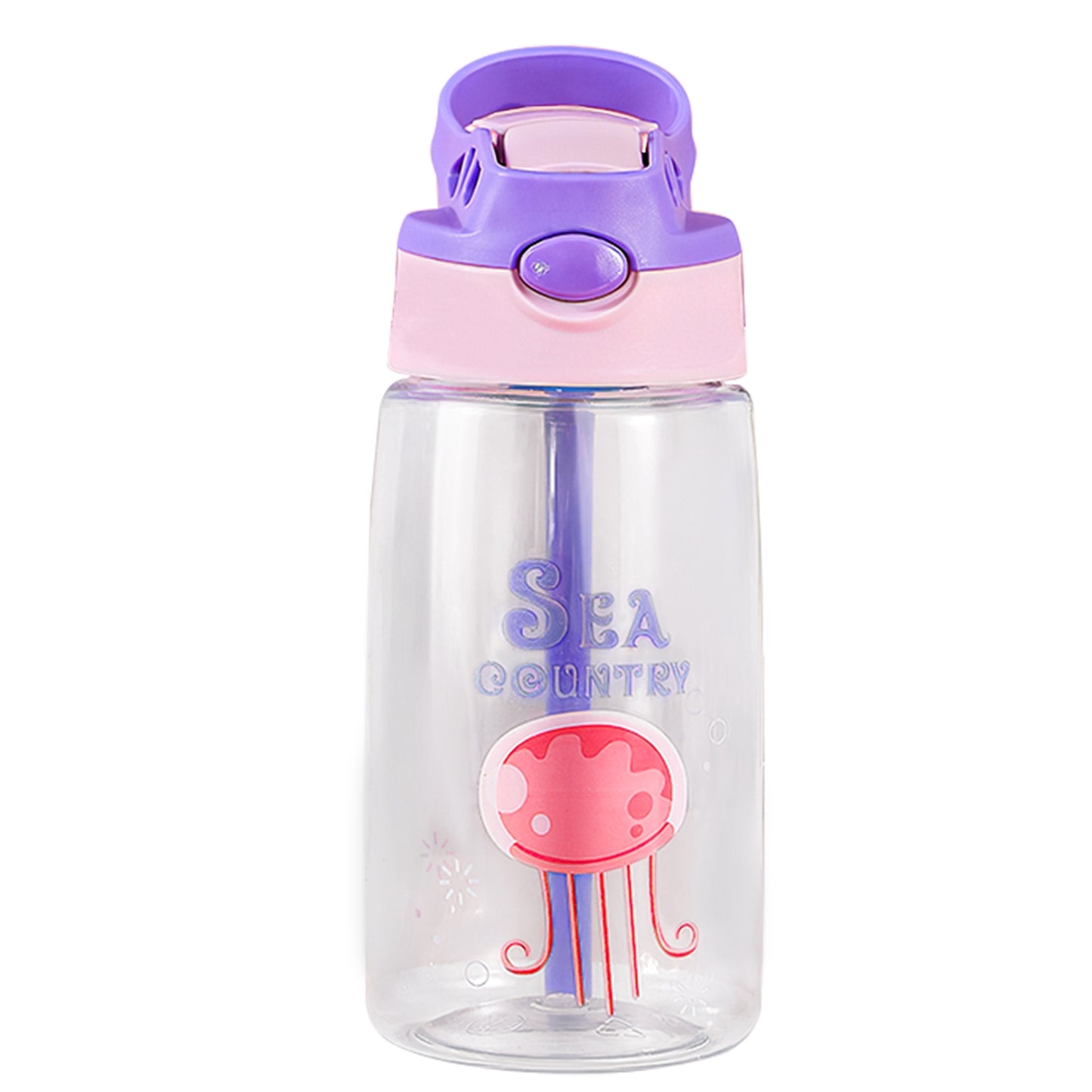 Kids Water Bottle with Straw 16.2oz Leak-Proof Push Button