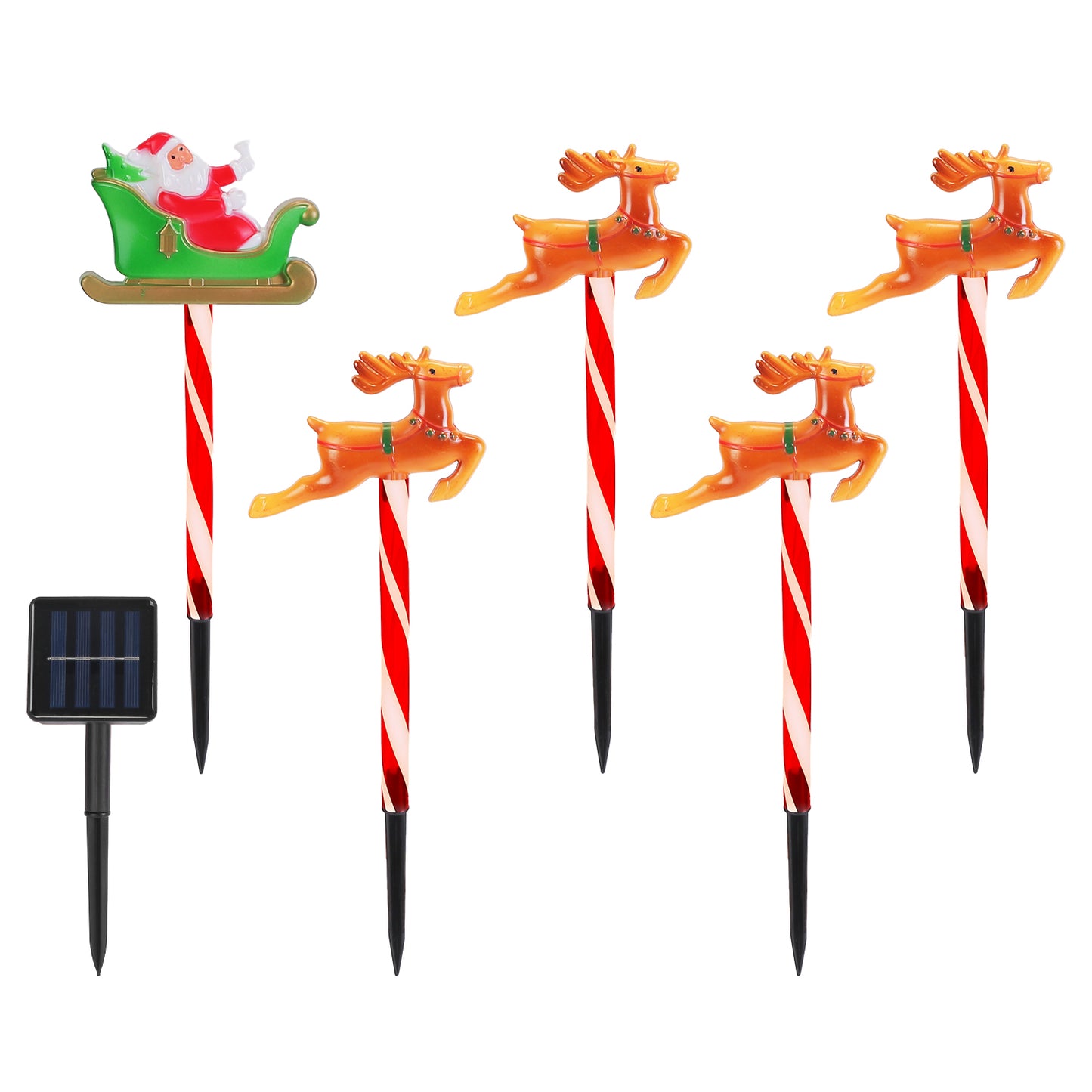 Solar Christmas Pathway Lights 5-Pack with 8 Lighting Modes