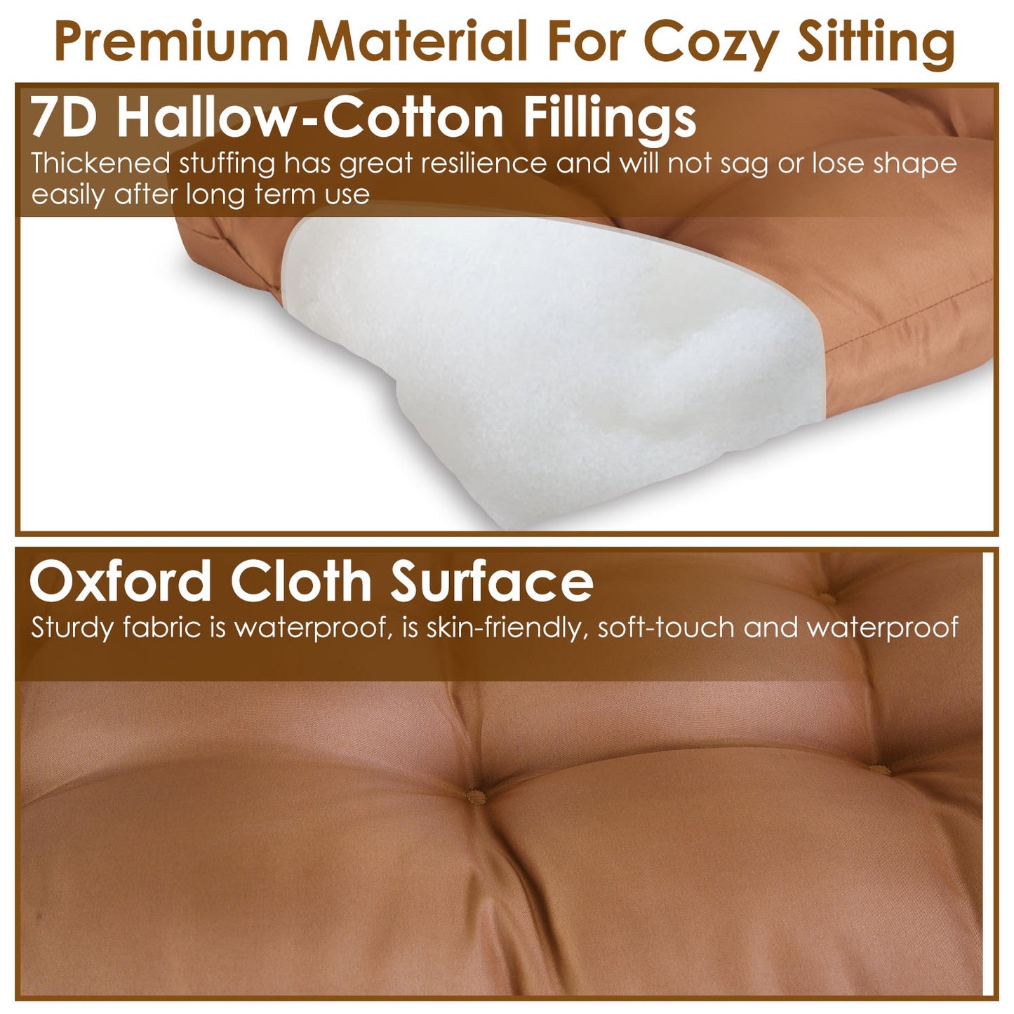 Bench Seat Cushion 51x20in Waterproof with Ties for Outdoor