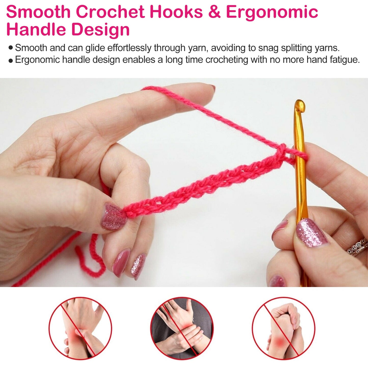Crochet Hook Set 22-Piece with Aluminum Handles & Case