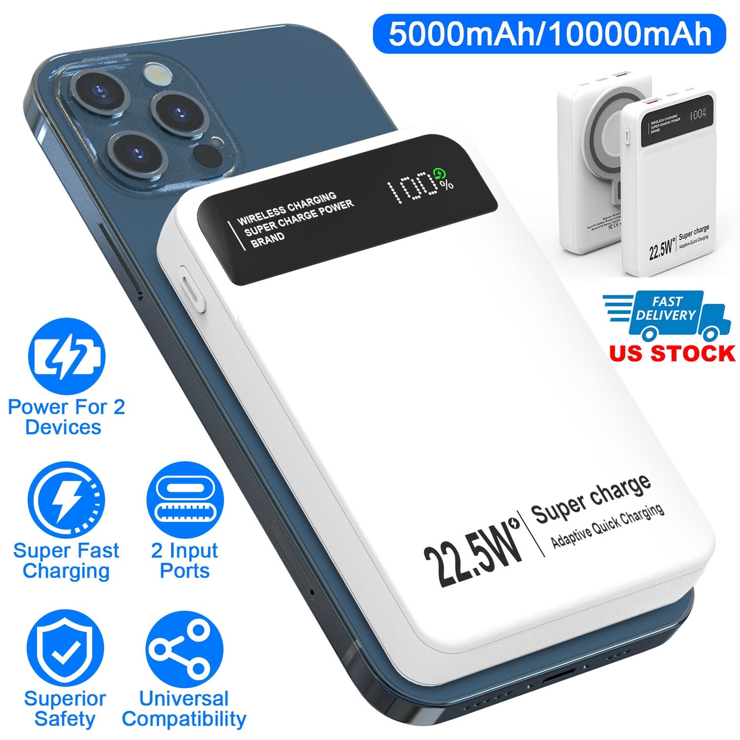 MagSafe 3-in-1 Wireless Power Bank with 22.5W Fast Charging