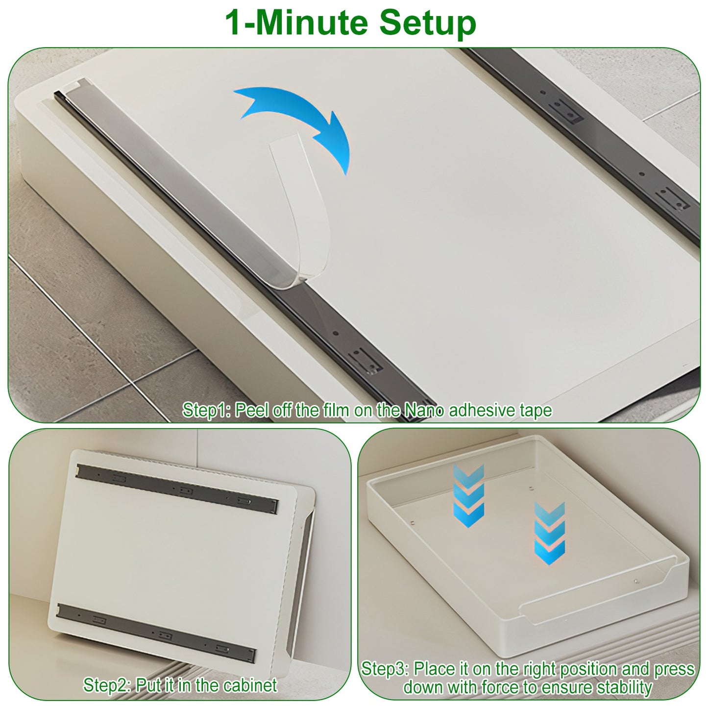 Pull Out Cabinet Organizers - 2 Pack Carbon Steel Sliding Drawers