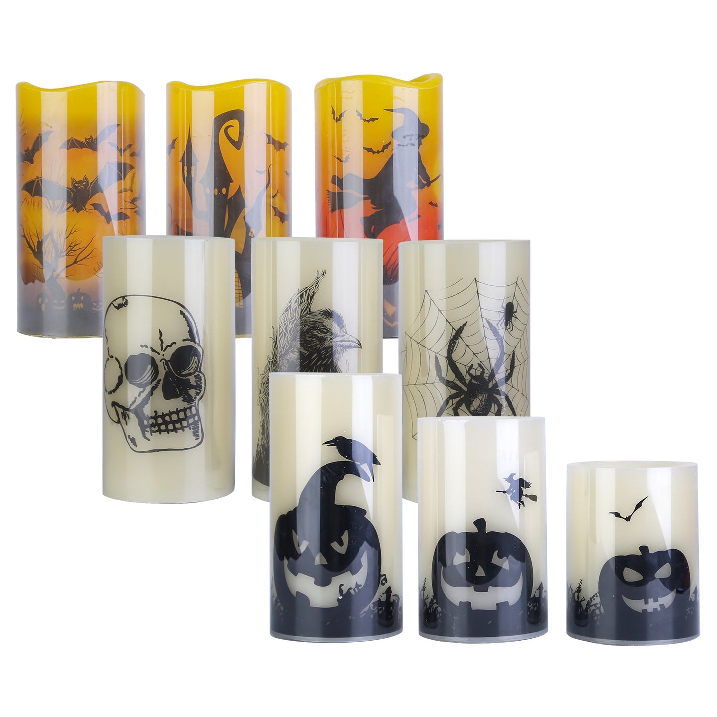 Flameless Halloween Candles with Timer - 3 Pack LED Battery Operated