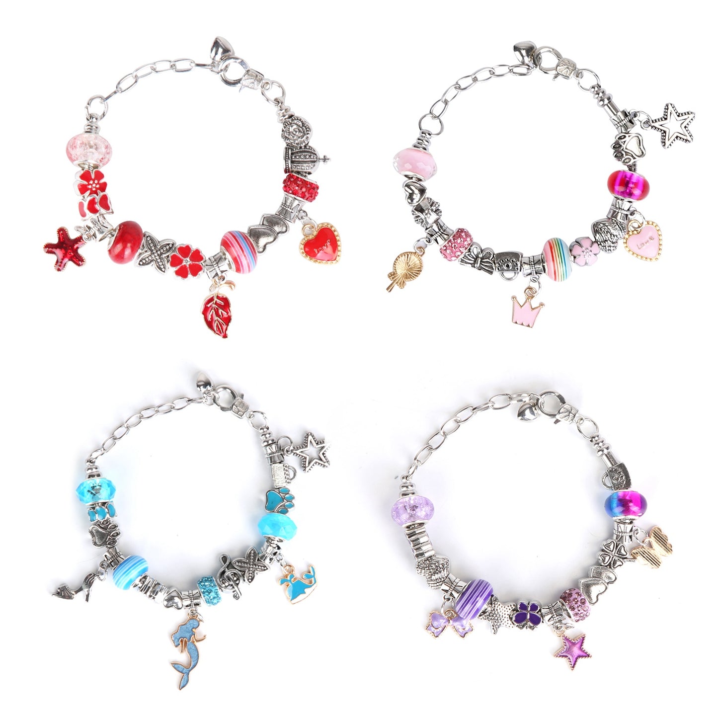 66-Piece Kids' DIY Charm Bracelet Kit