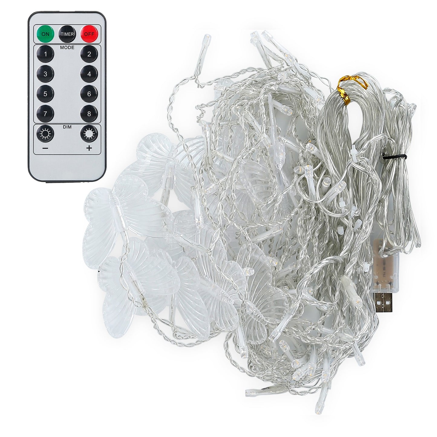 Butterfly Curtain String Lights with Remote - 96 LED, 11.5ft