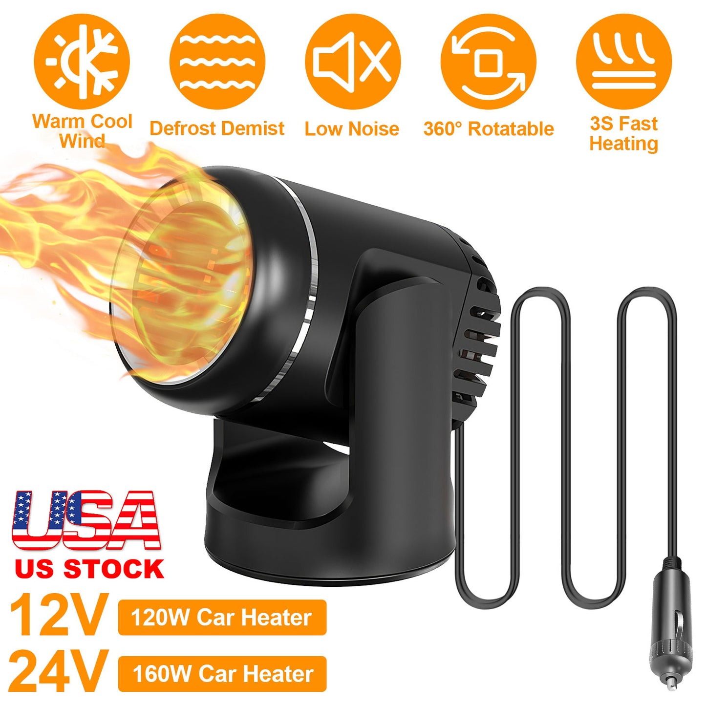 Portable Car Heater 24V 160W 2-in-1 Heating & Cooling Fan