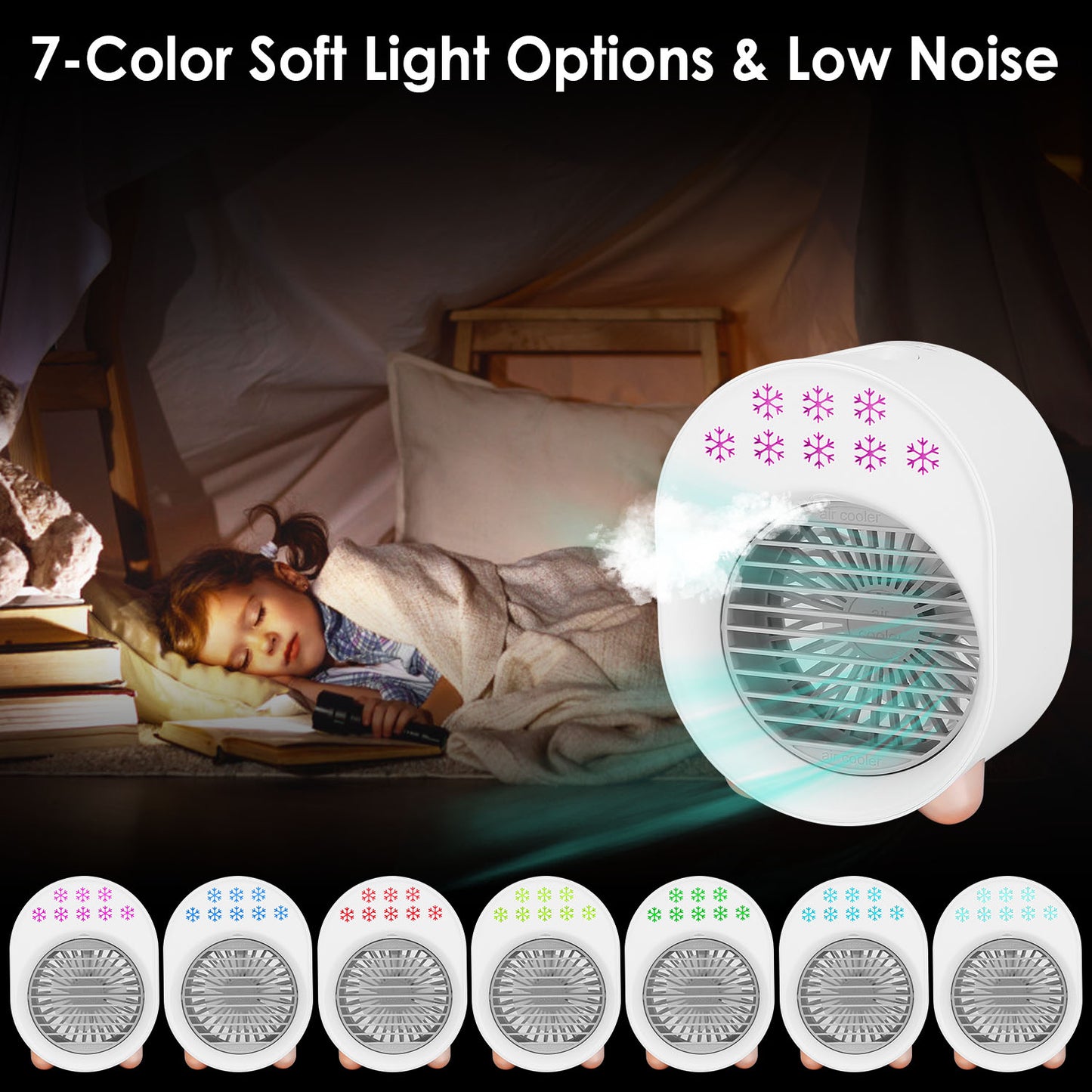 Portable Mini Air Conditioner Fan with Humidifier & LED Light
